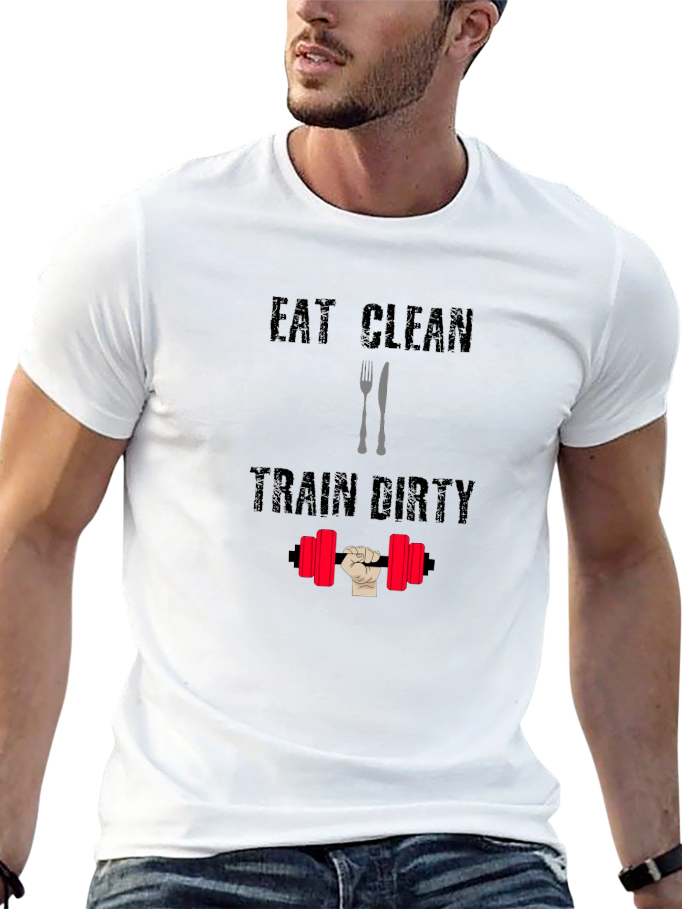 Eat Clean Train Dirty Black Graphic T-Shirt