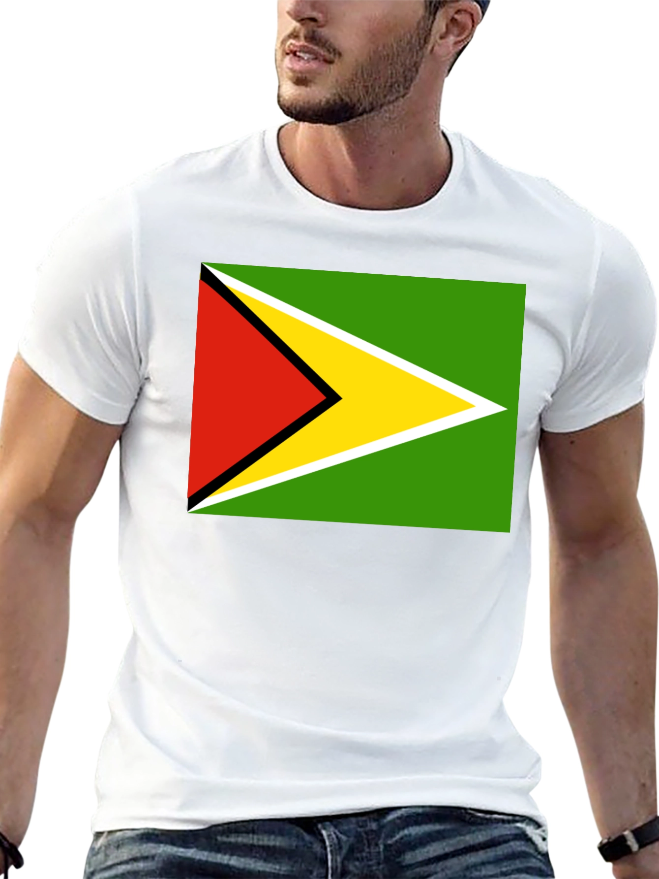 Guyana Flag T-Shirt Black Cotton Tee