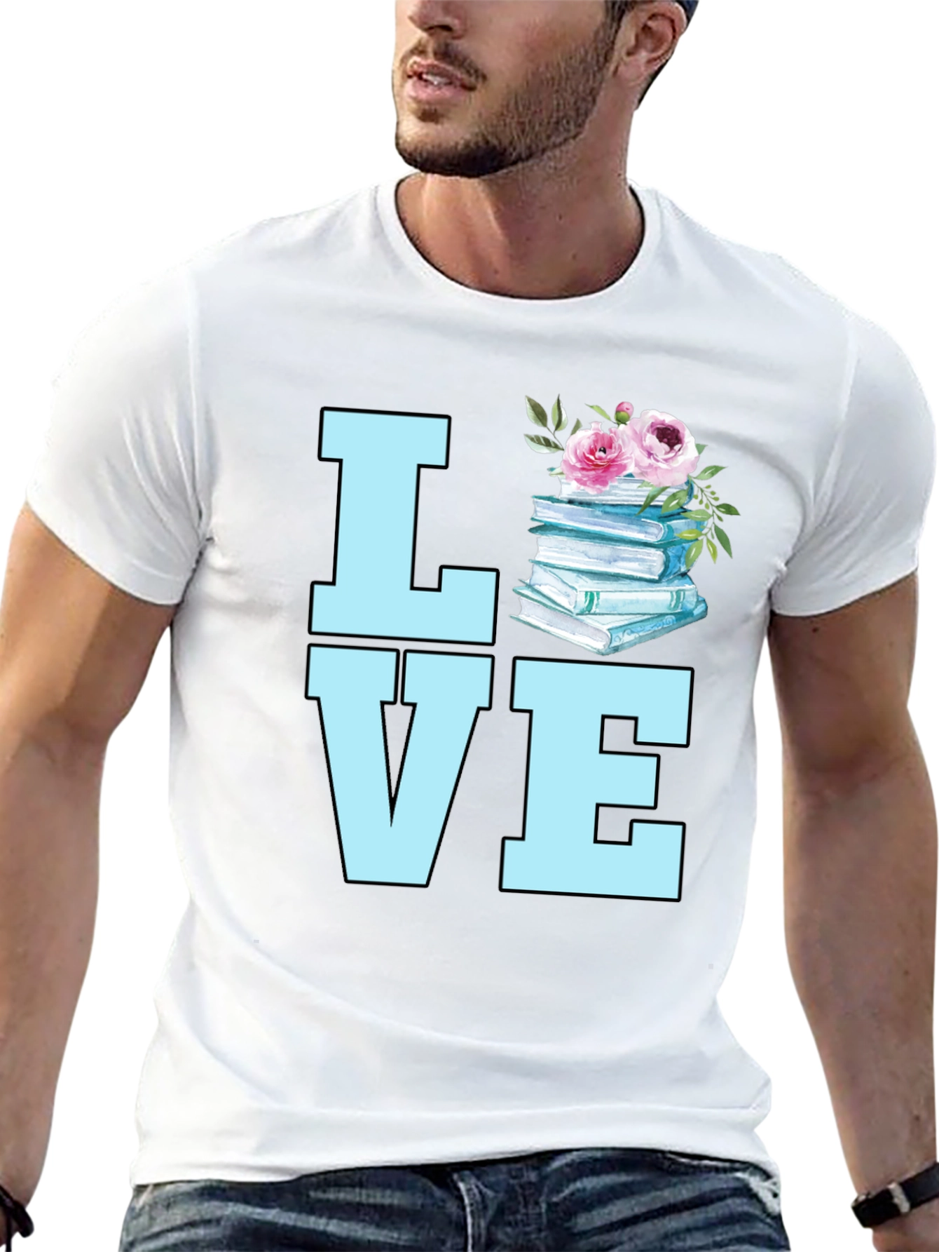 Book Lover T-Shirt - Floral Book Stack Tee