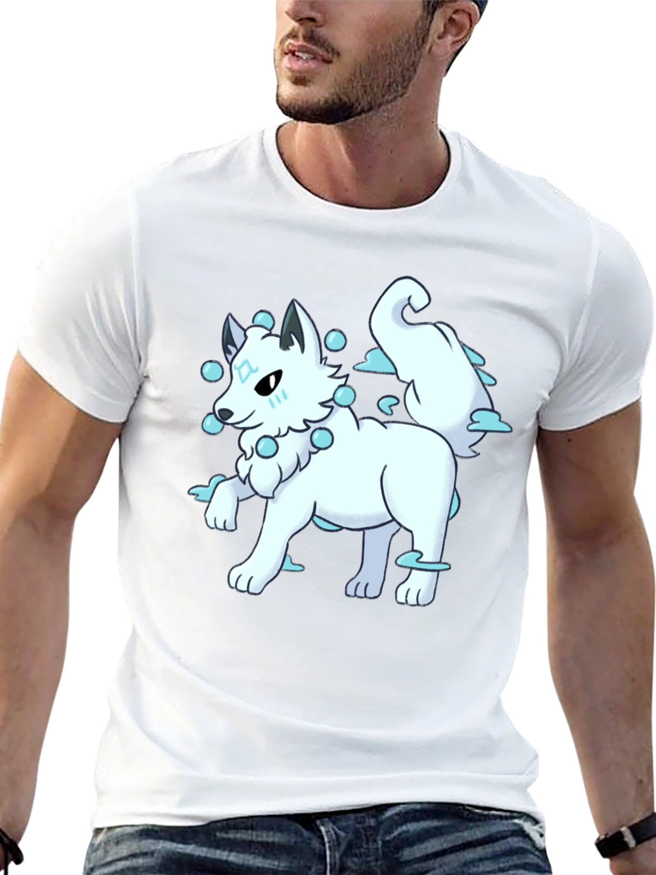 Anime Wolf Graphic Tee - Black Cotton Shirt