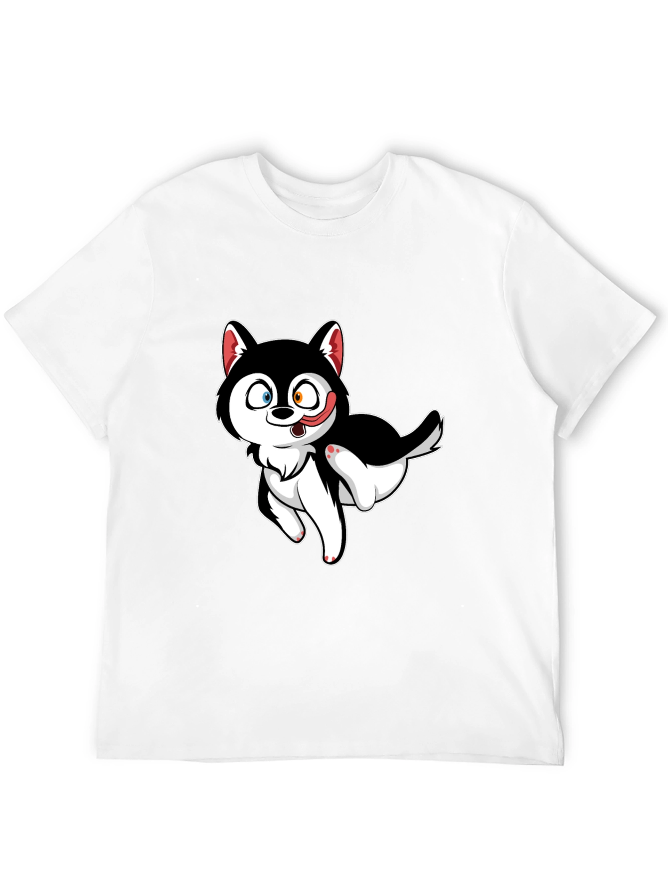 Cute Cartoon Husky Graphic T-Shirt - Black