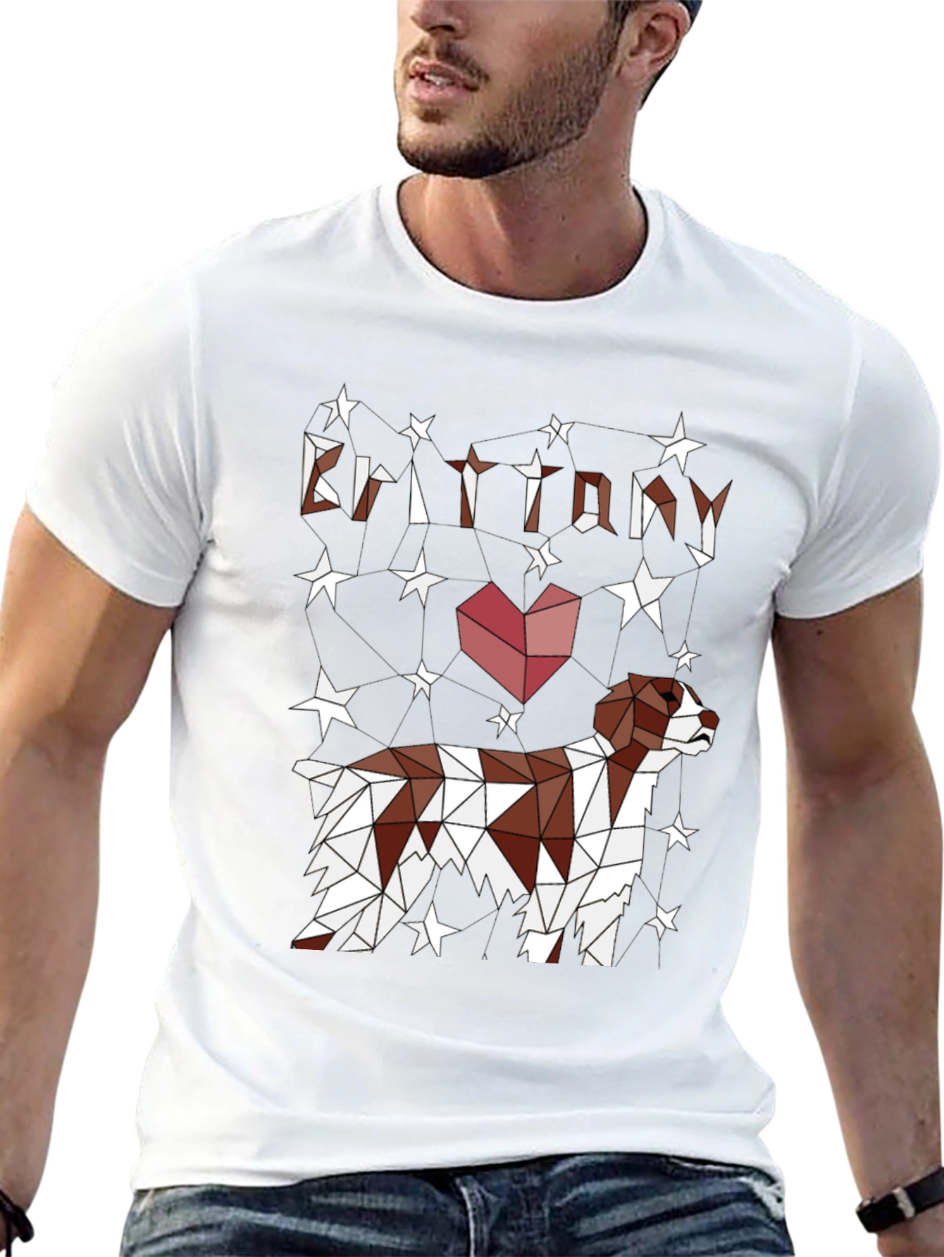 Brittany Spaniel Geometric T-Shirt – Artistic Dog Lover Graphic Tee Gift