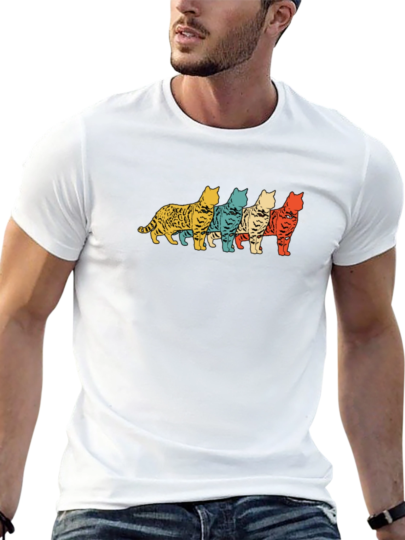 Retro Cat T-Shirt - Cool Feline Design
