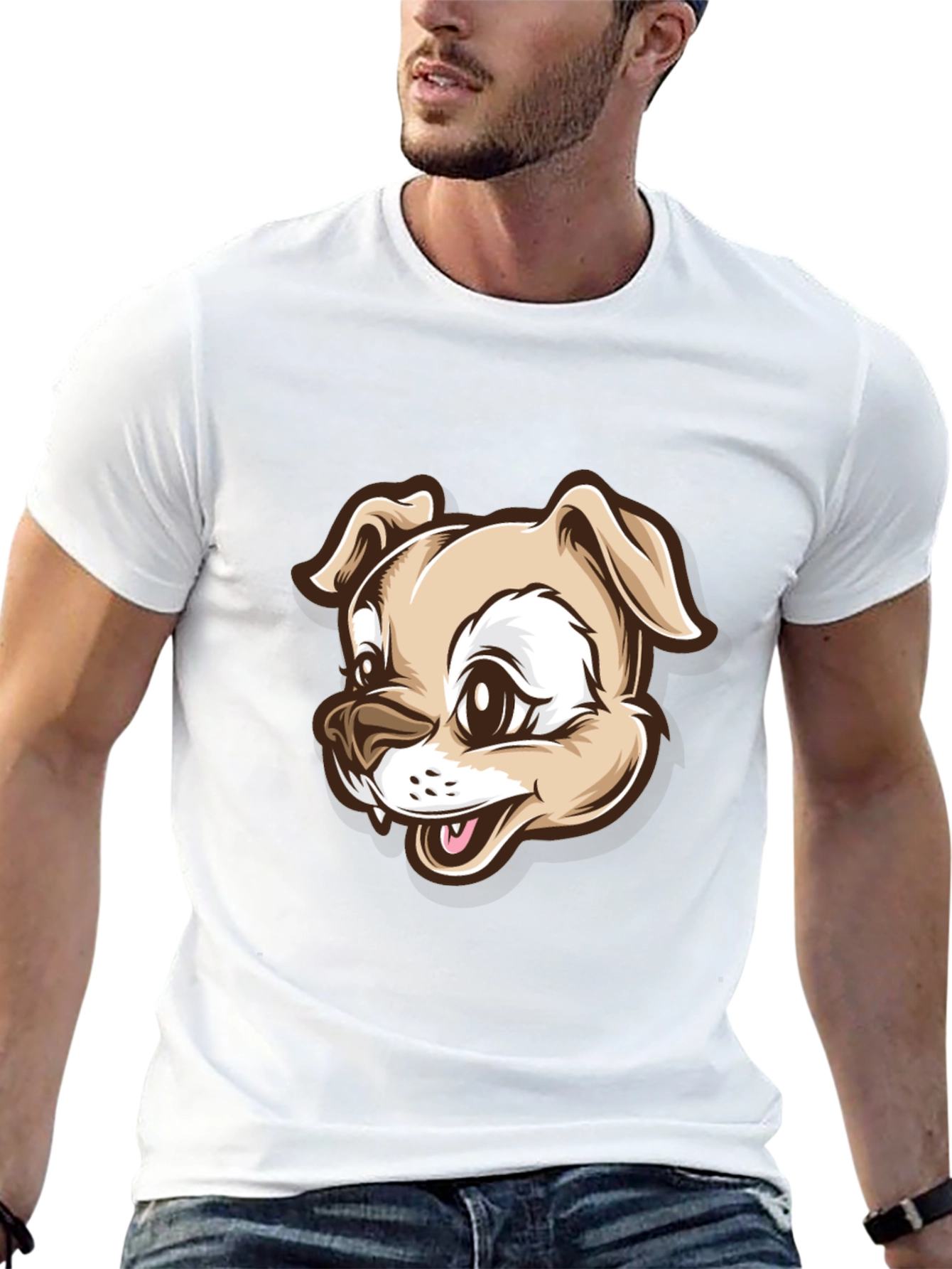 Dog Cartoon Graphic T-Shirt - Black