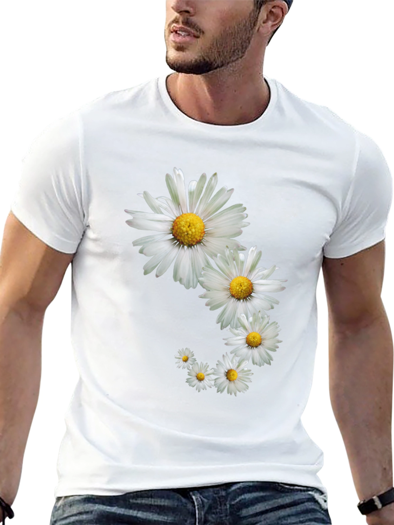 Daisy Spiral Graphic Tee - Stylish Black T-Shirt