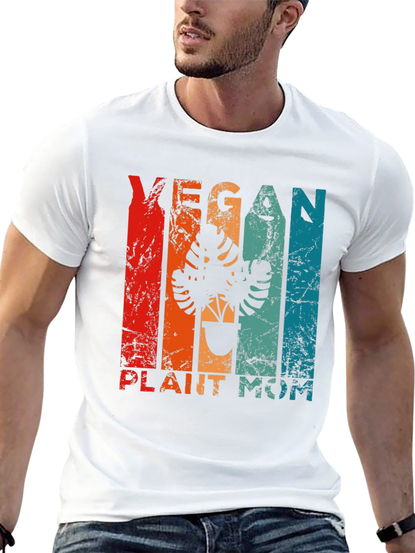 Vegan Plant Mom T-Shirt - Retro Design