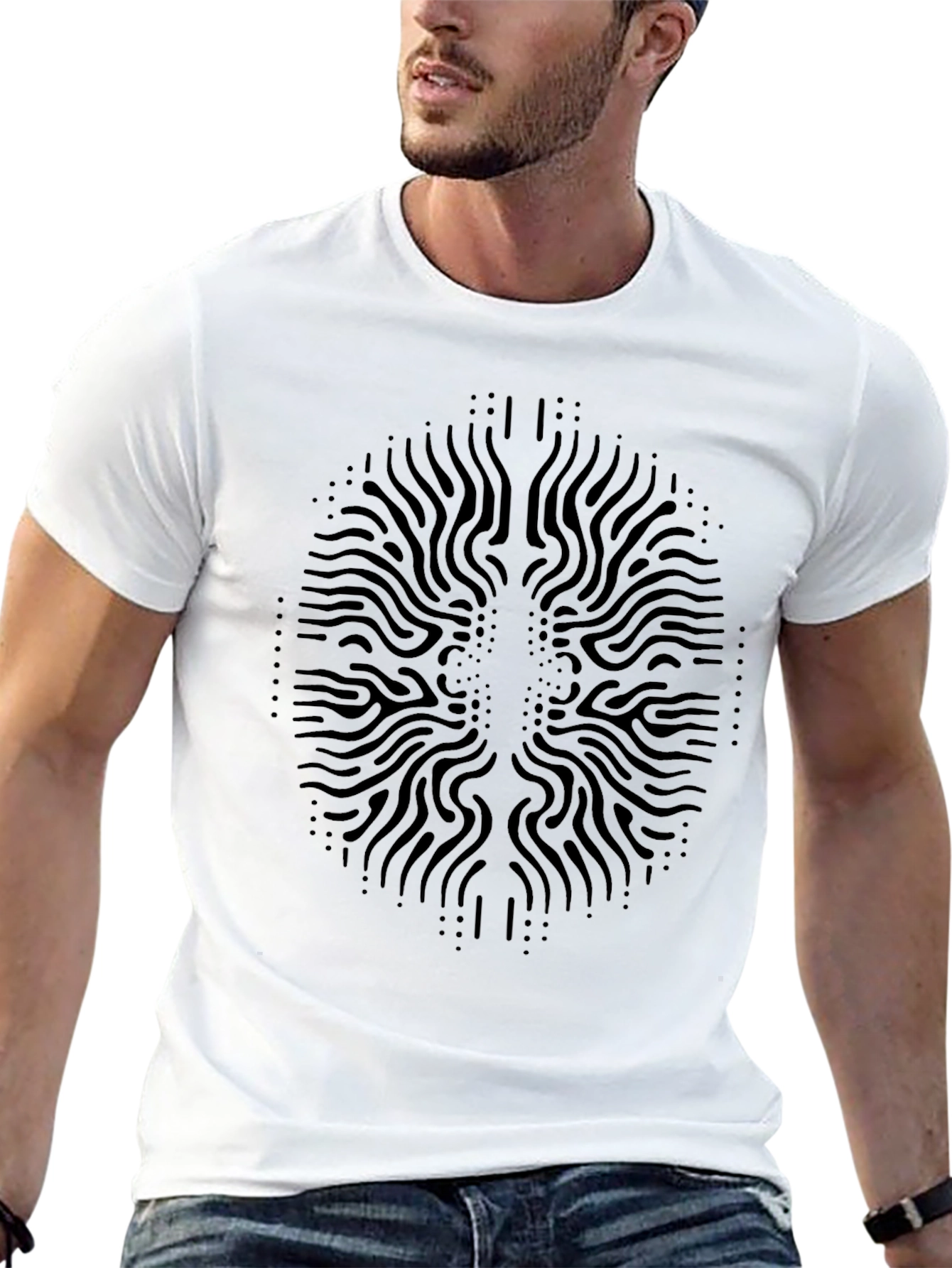 Abstract Pattern Black T-Shirt