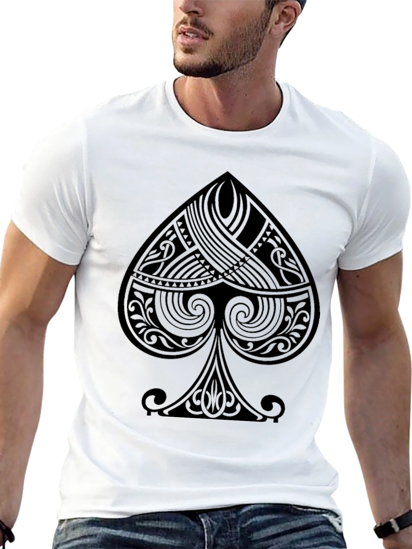 Stylish Black Spade Graphic T-Shirt