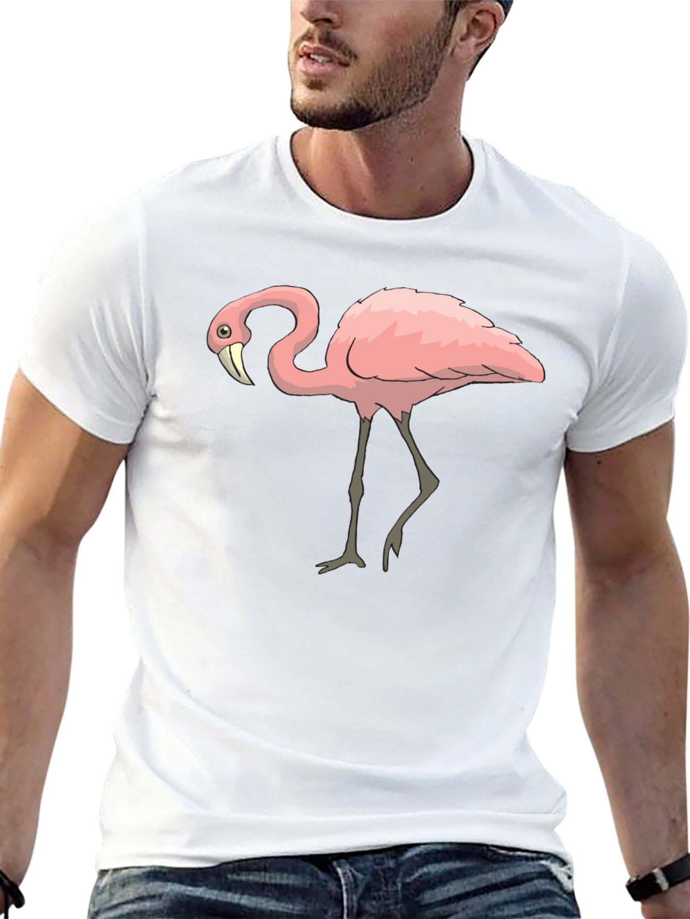 Flamingo Graphic Tee - Stylish Mens Black T-Shirt