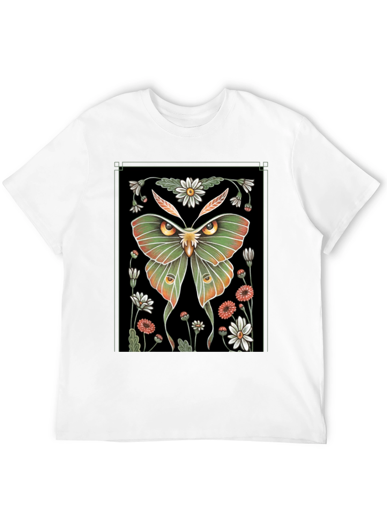 Botanical Moth T-Shirt - Artistic Graphic Tee
