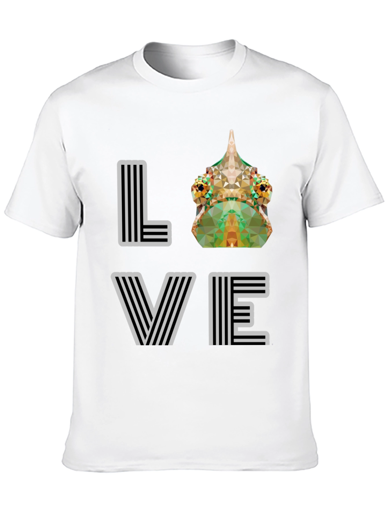 Geometric Chameleon LOVE Graphic Tee - Modern Style