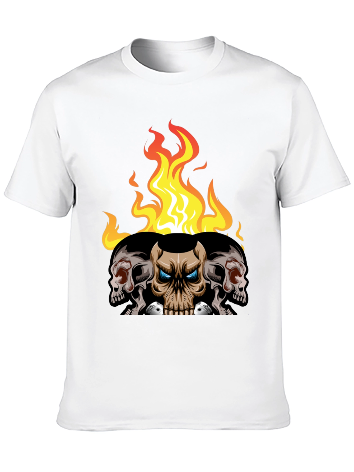 Skull and Fire Graphic T-Shirt - Mens