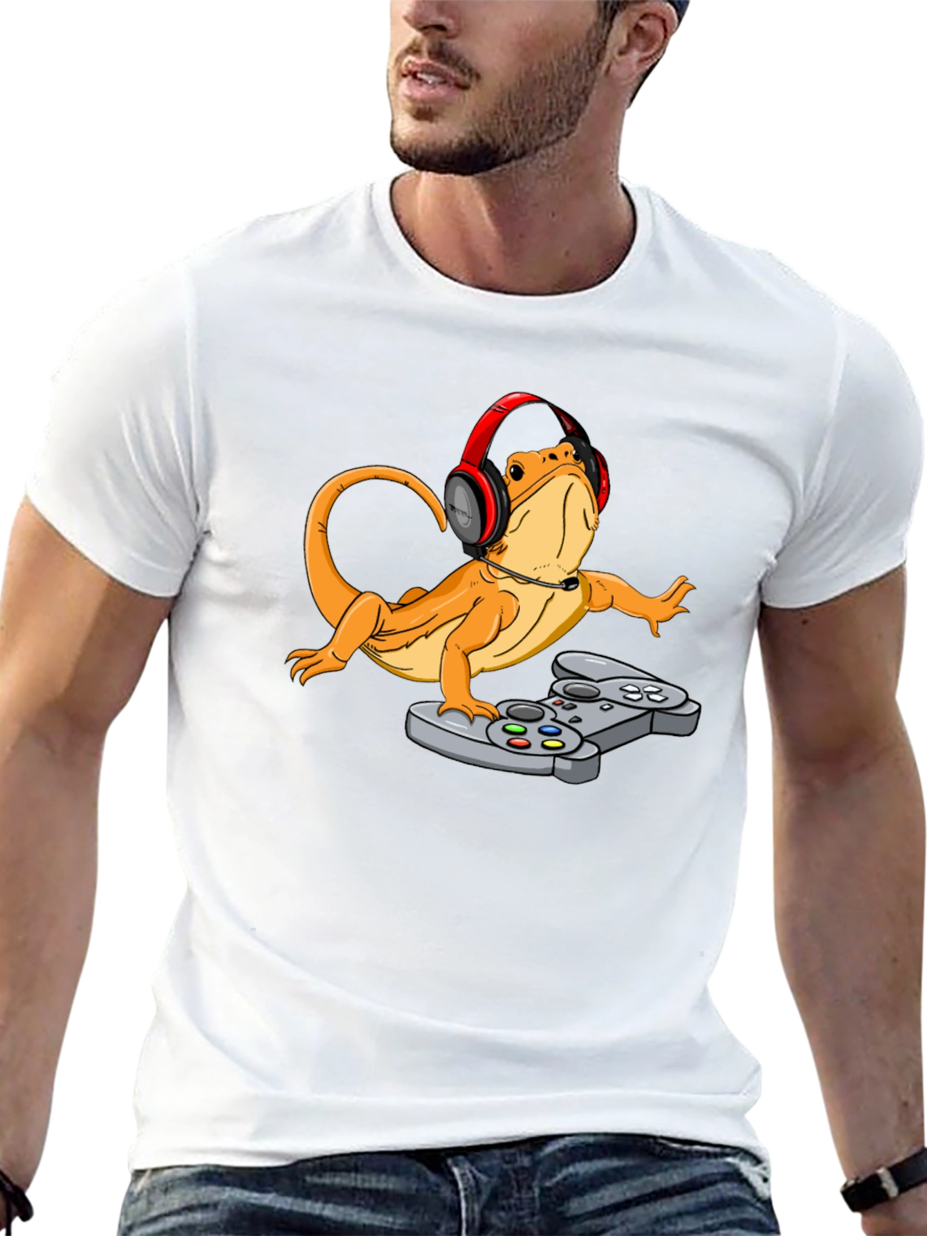 Gamer Lizard T-Shirt - Funny Reptile Gaming Tee