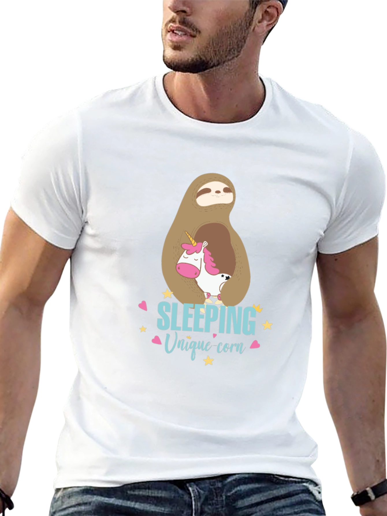 Cute Sloth & Unicorn Graphic T-Shirt