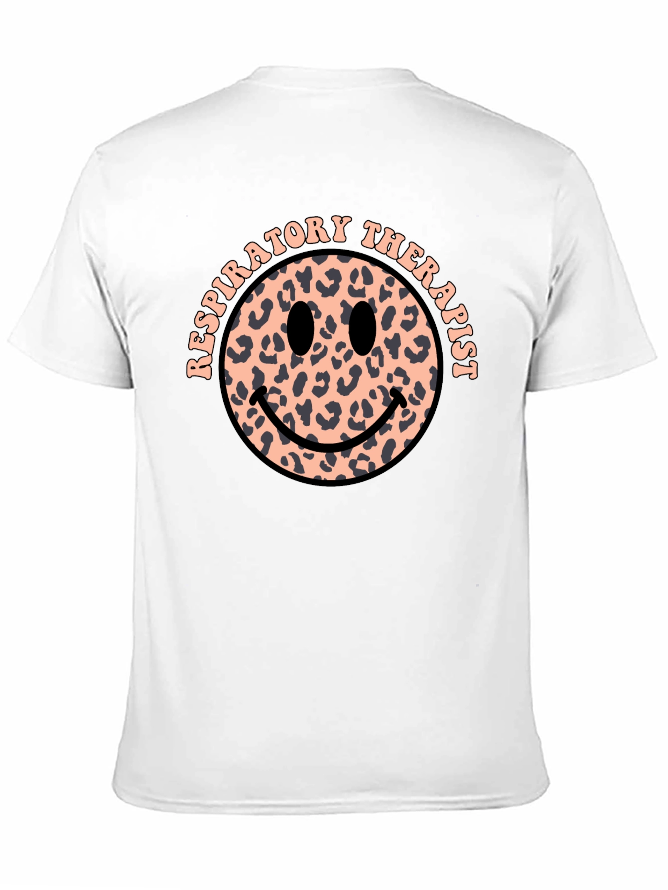 Respiratory Therapist Leopard Print Smiley Face T-Shirt