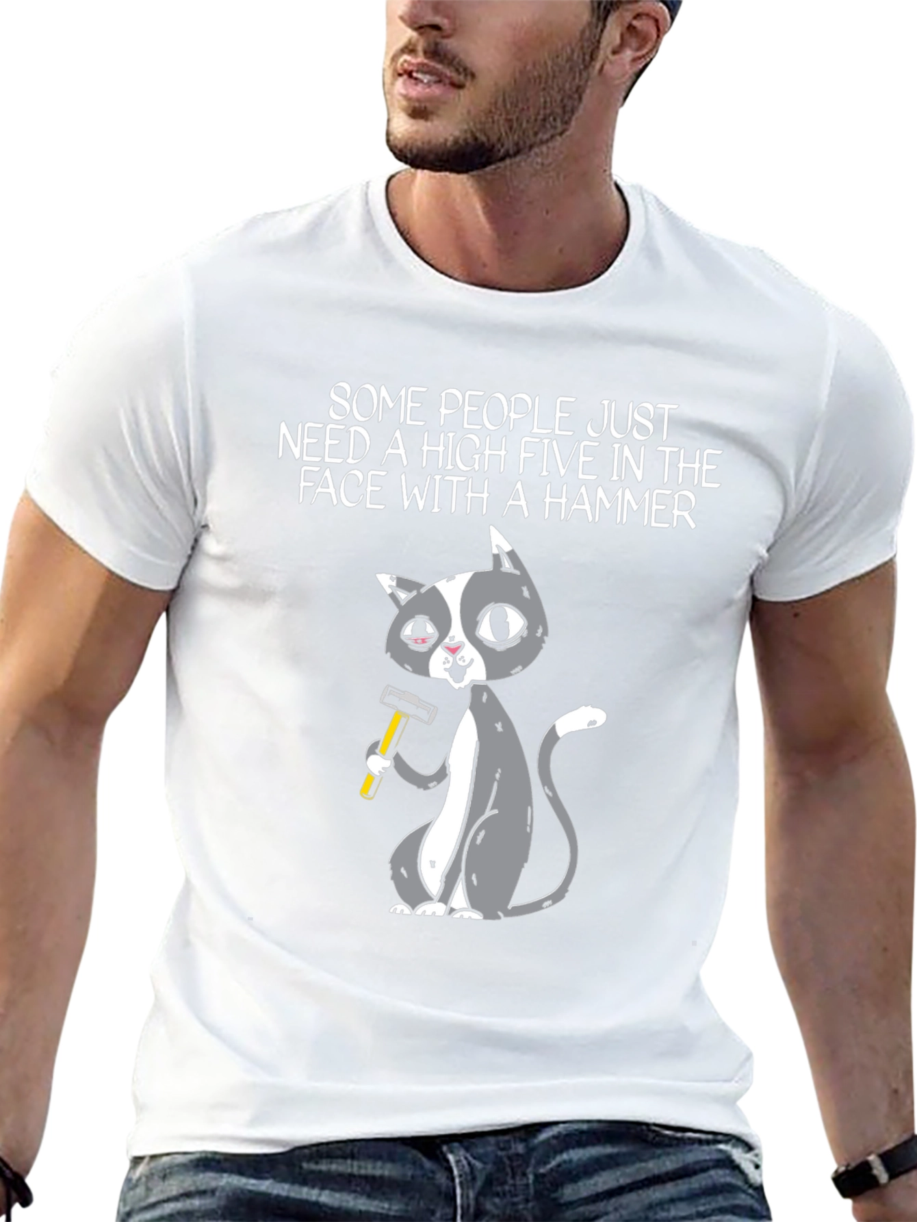 High Five Hammer Cat T-Shirt
