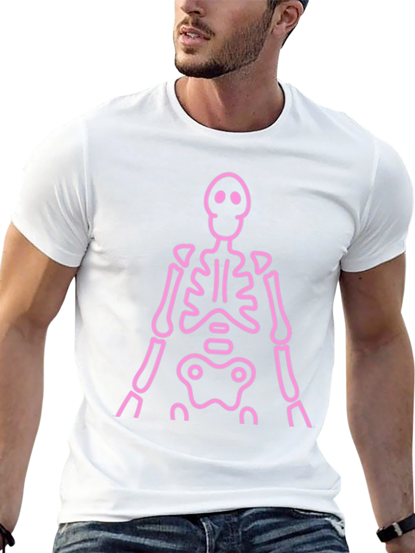 Pink Skeleton Graphic Tee - Black Casual Shirt