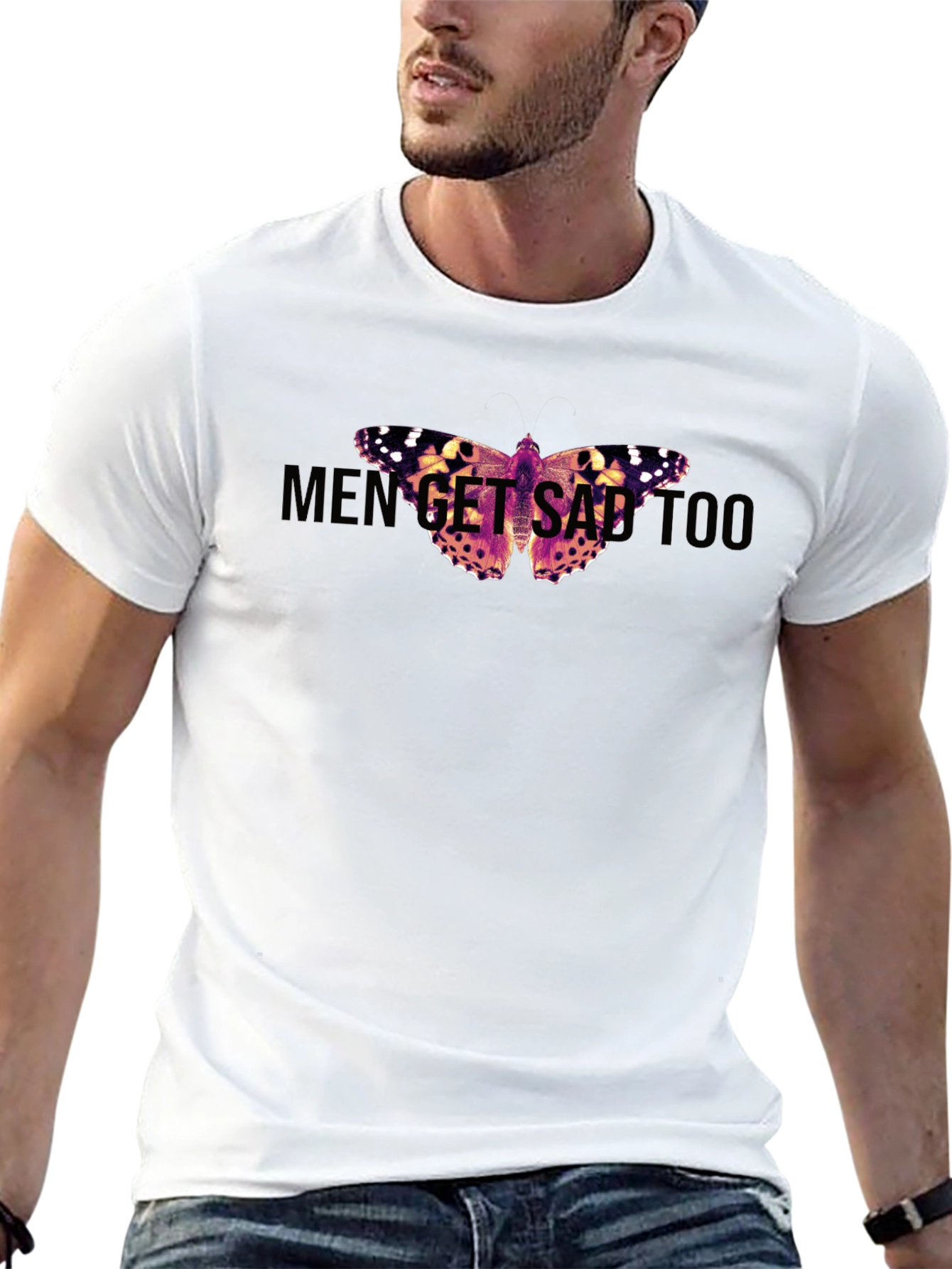 Men Get Sad Too Butterfly Graphic Tee