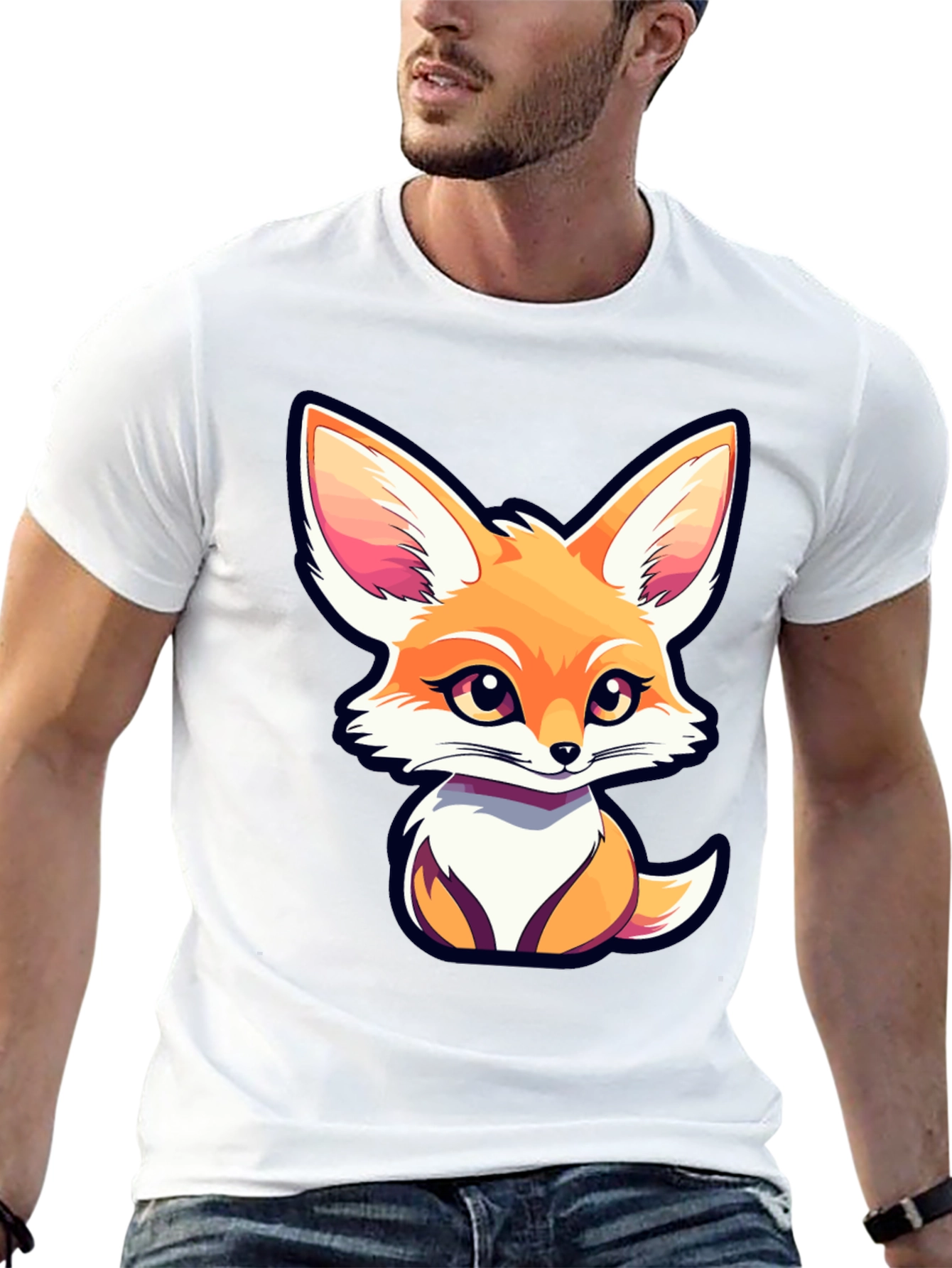 Cute Fox Graphic Tee - Unisex Black T-Shirt