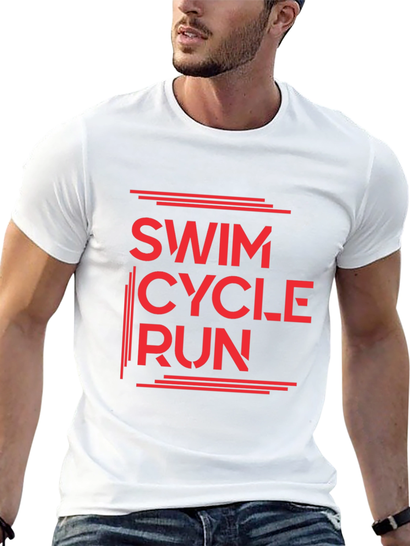 Swim Cycle Run Triathlon T-Shirt - Black