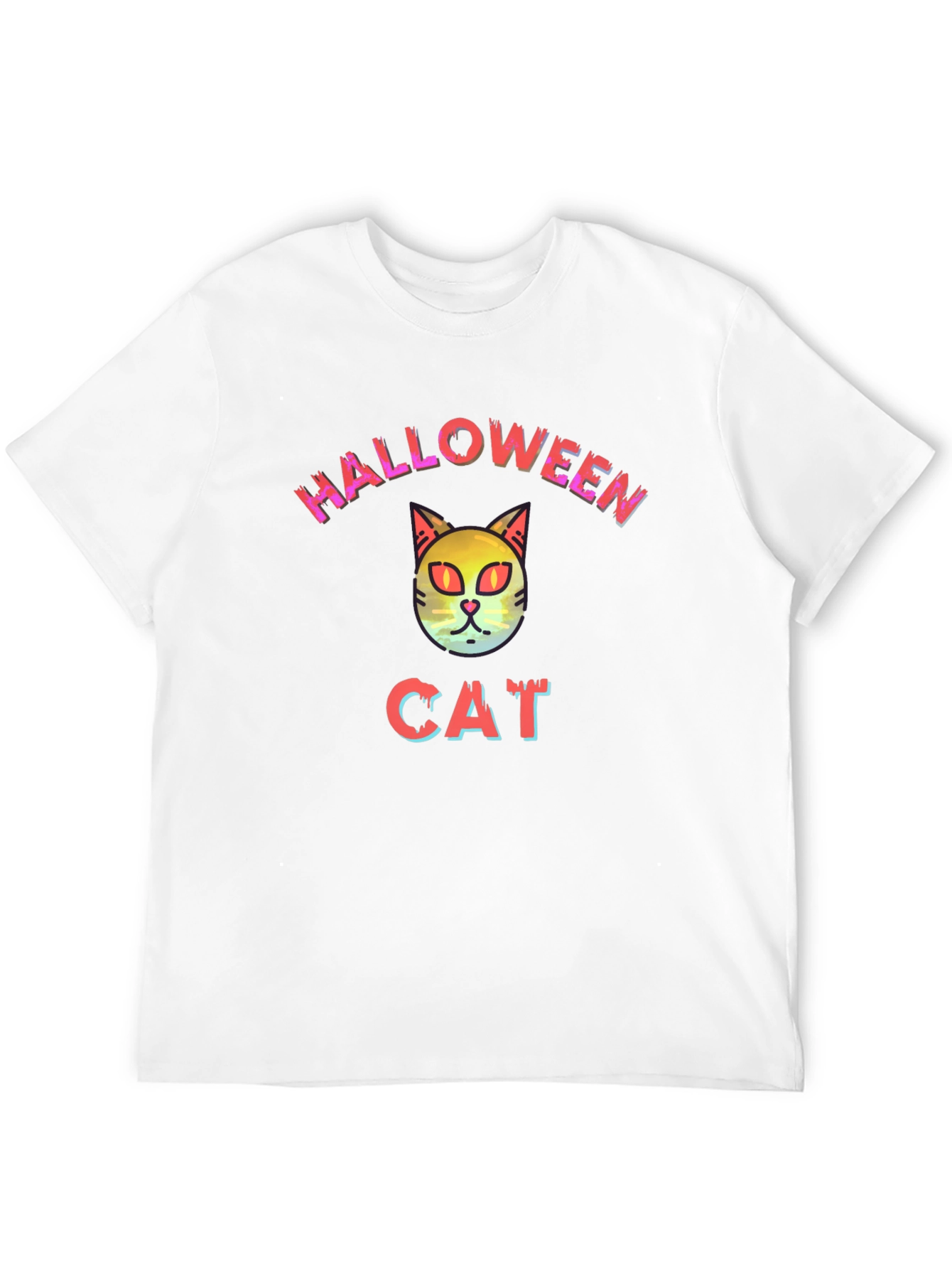 Halloween Cat Graphic Tee - Black