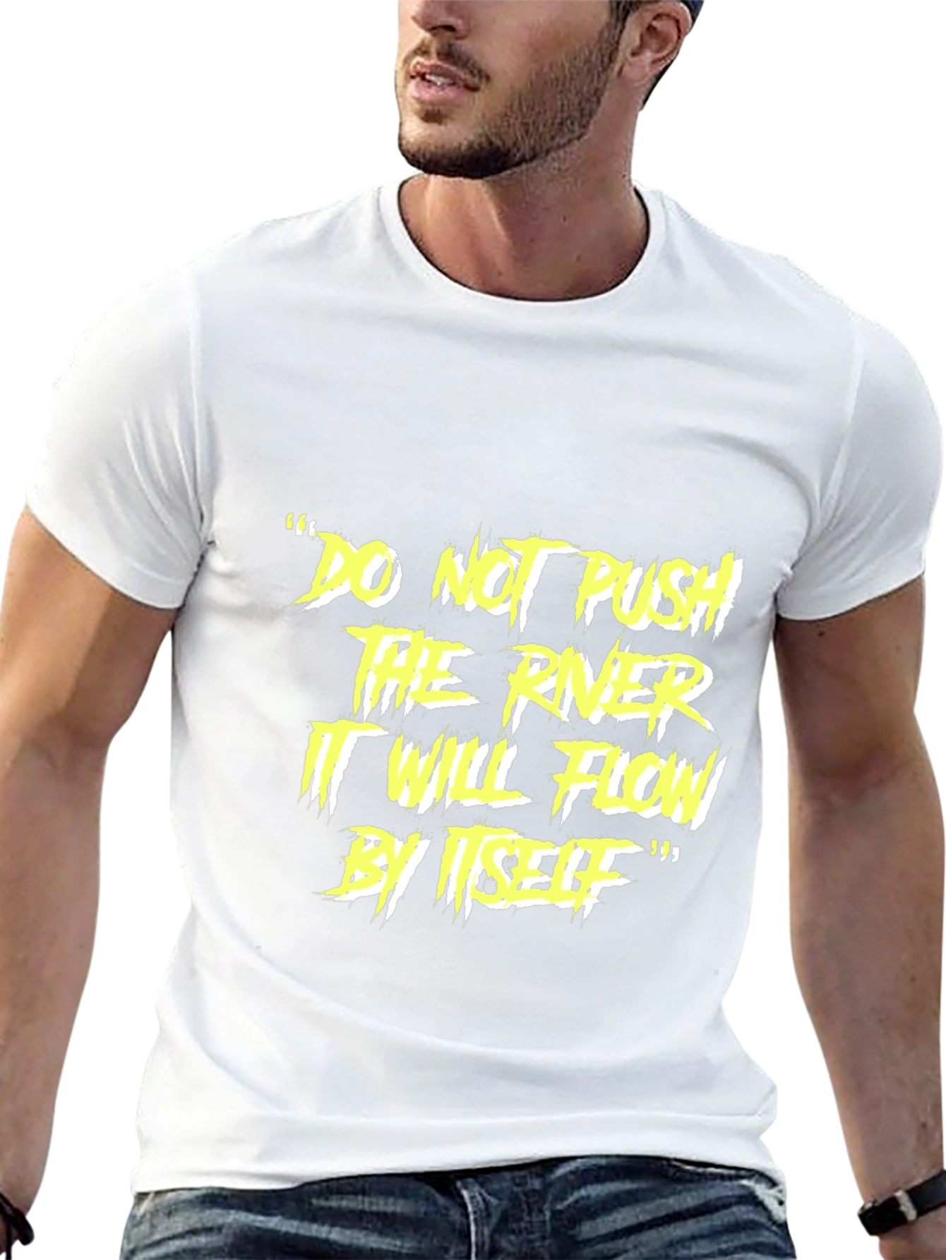 Motivational River Flow Black Graphic T-Shirt