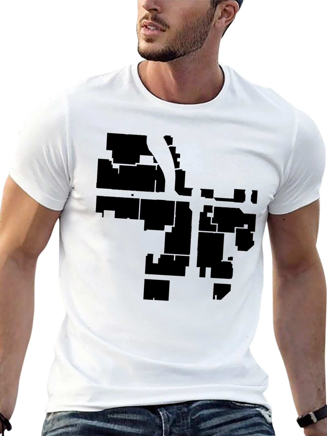 Urban Grid Black T-Shirt - Cityscape Style