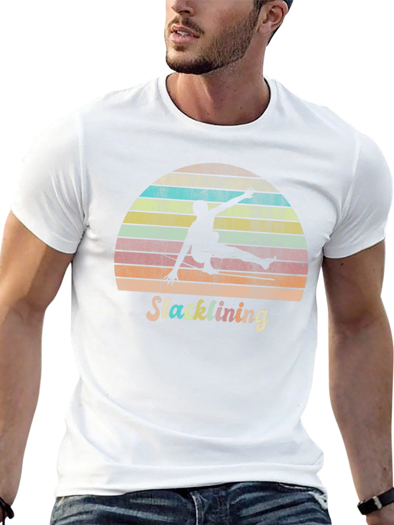 Retro Slacklining Graphic Tee - Stylish Adventure Apparel