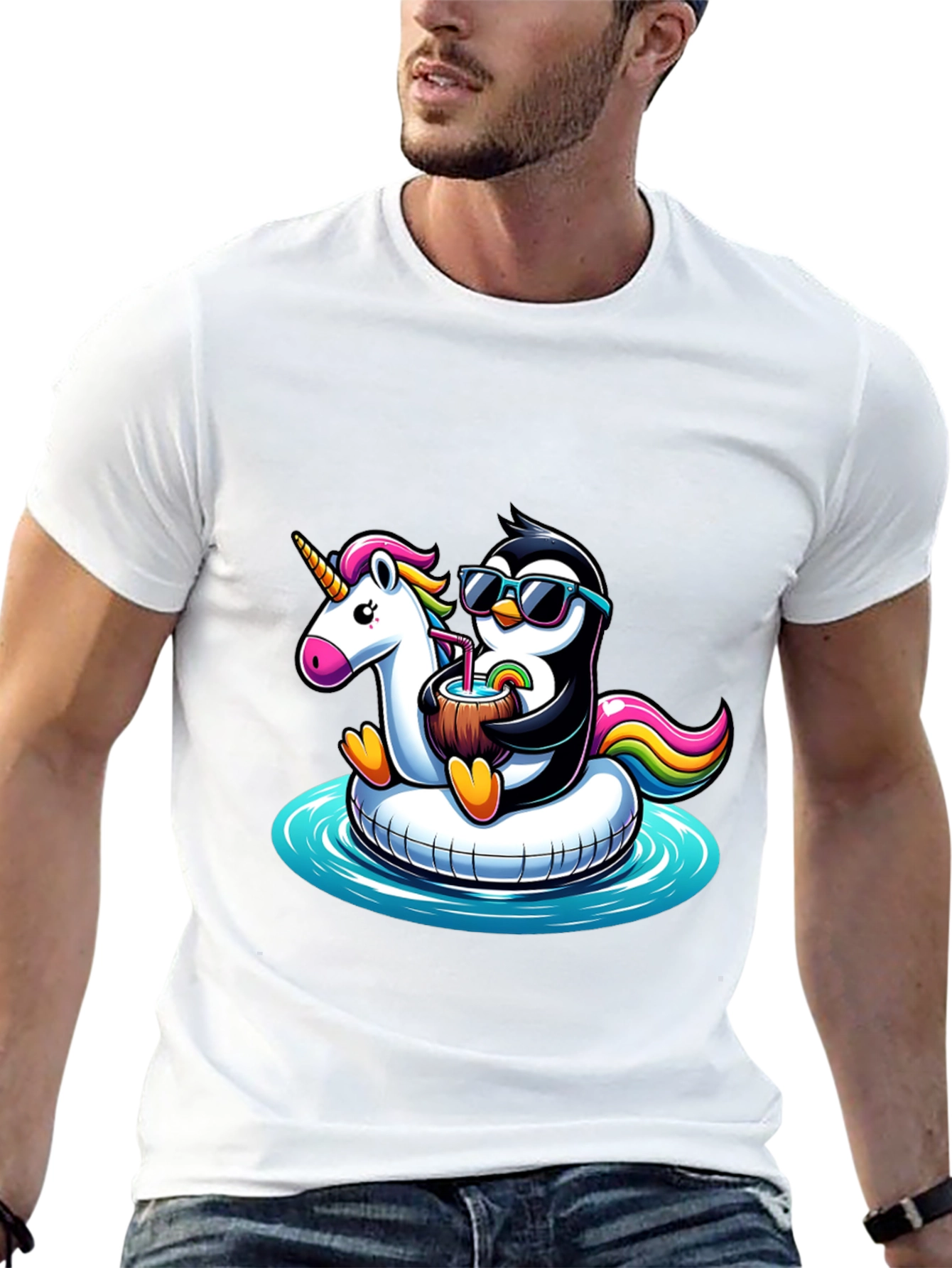 Penguin Unicorn Pool Float T-Shirt