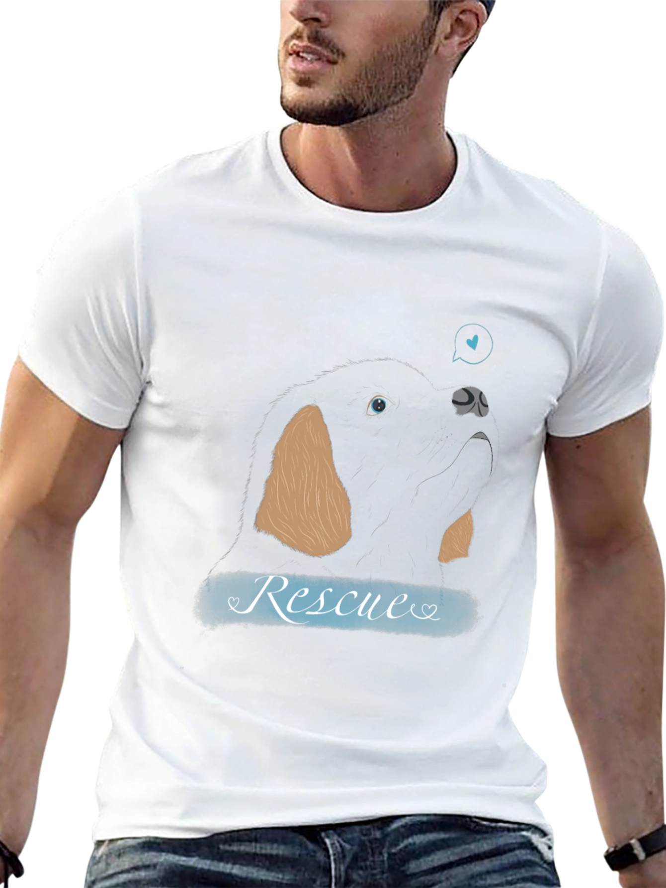Rescue Dog Graphic T-Shirt – Black Animal Lover Tee – Promote Pet Adoption