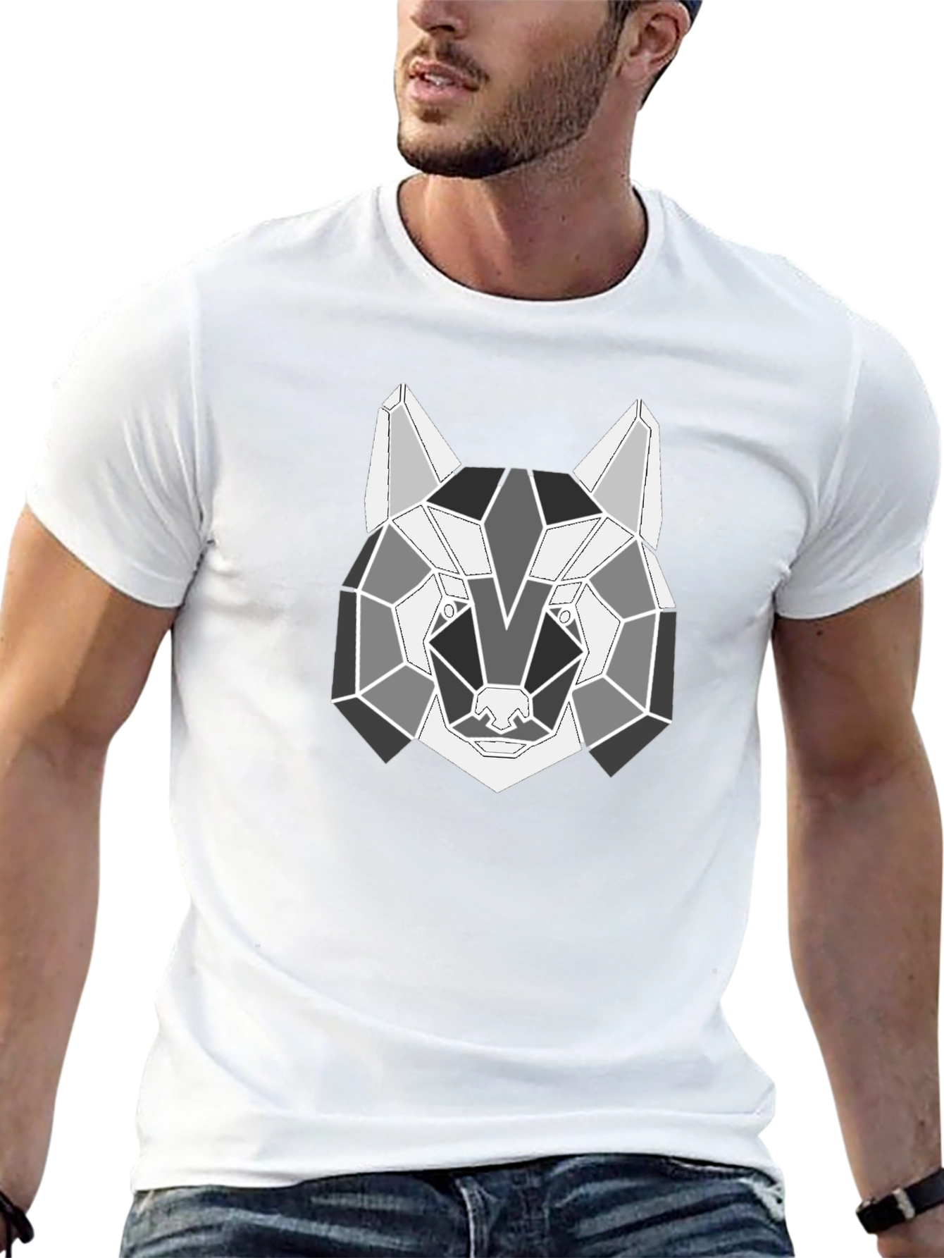 Geometric Wolf T-Shirt - Modern Animal Design