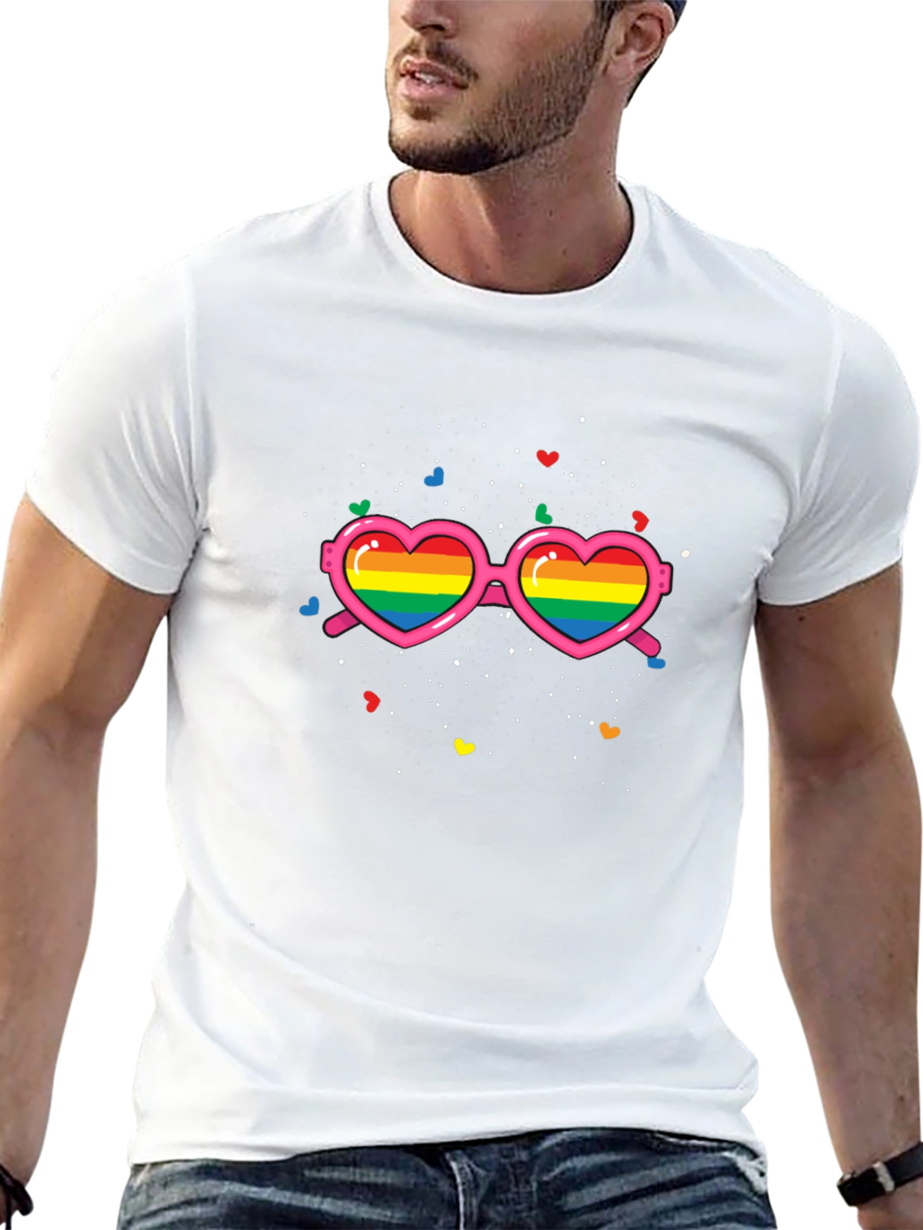 Pride Rainbow Heart Sunglasses T-Shirt