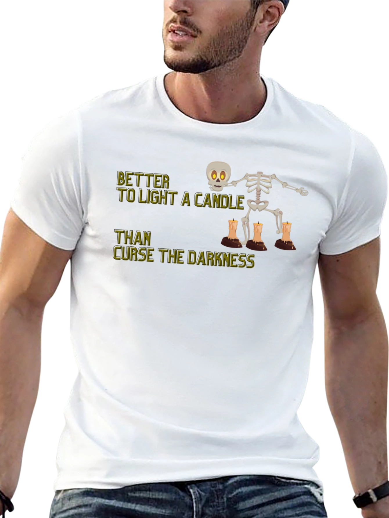 Skeleton Candle T-Shirt - Light Up the Darkness