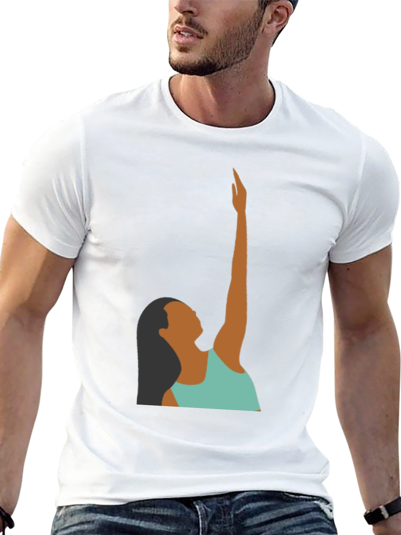 Woman Reaching Graphic Tee - Black