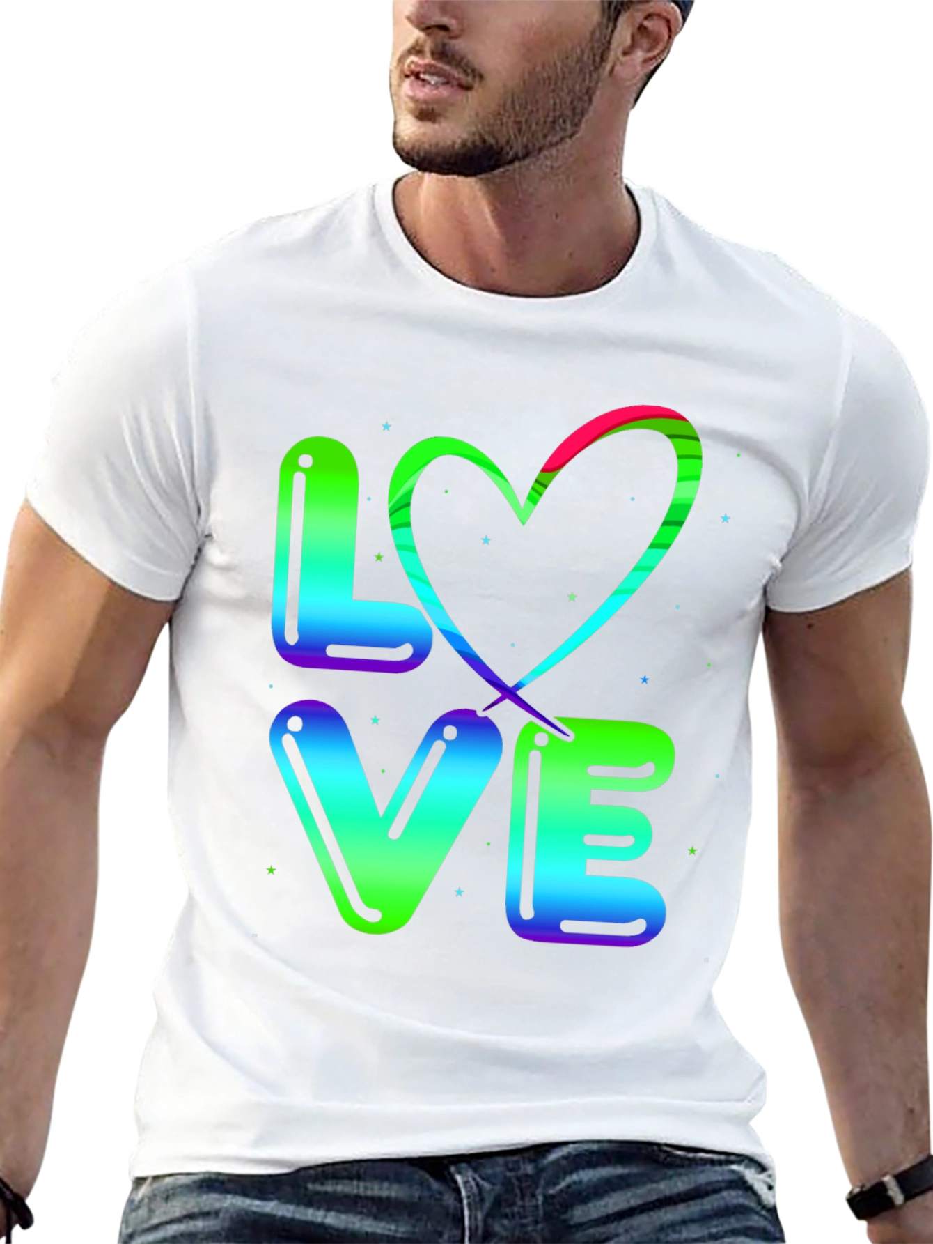 LOVE T-Shirt - Rainbow Heart Design