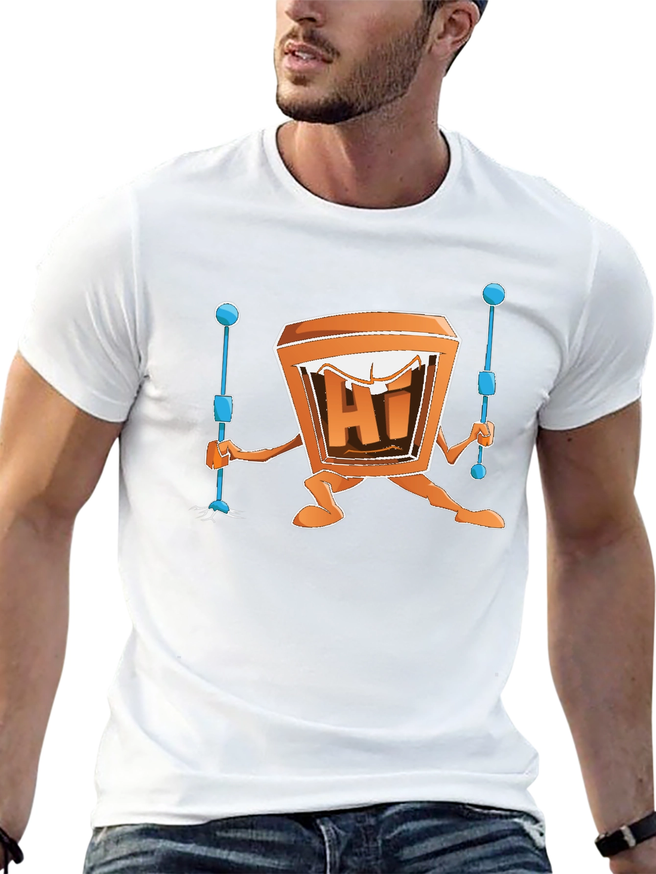 Cartoon TV Man Black T-Shirt