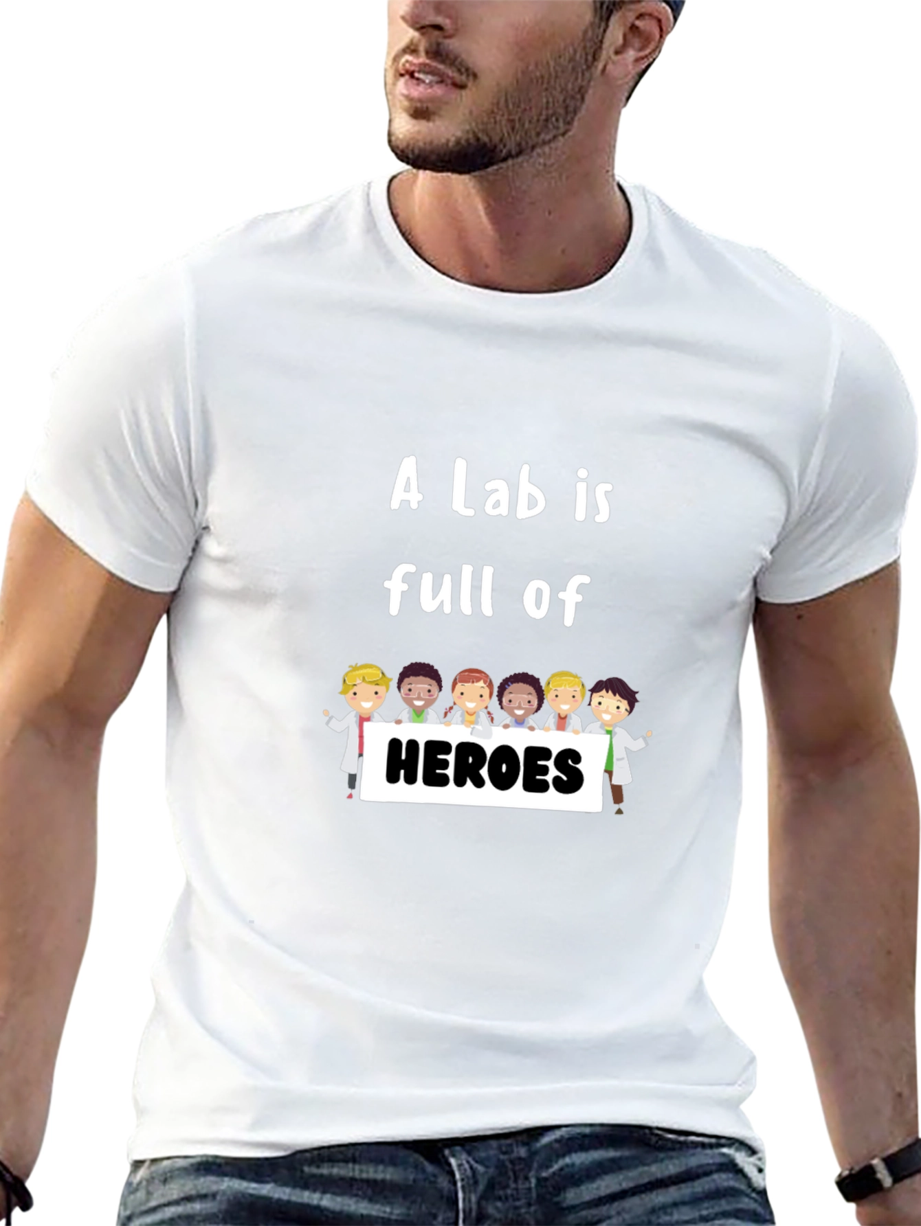 Lab Heroes T-Shirt - Black Crew Neck Graphic Tee