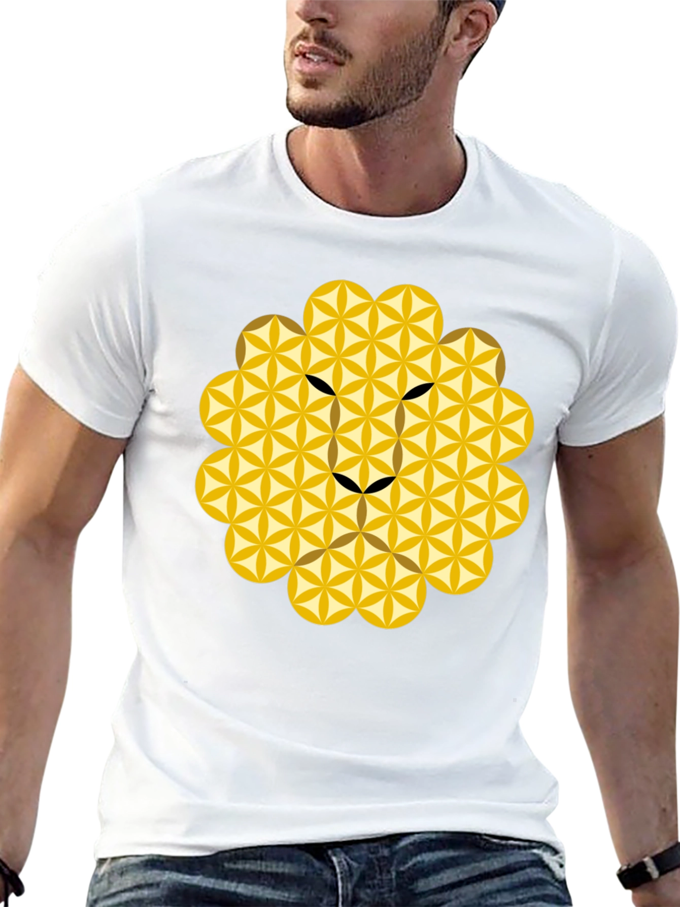 Geometric Lion Head Tee - Black