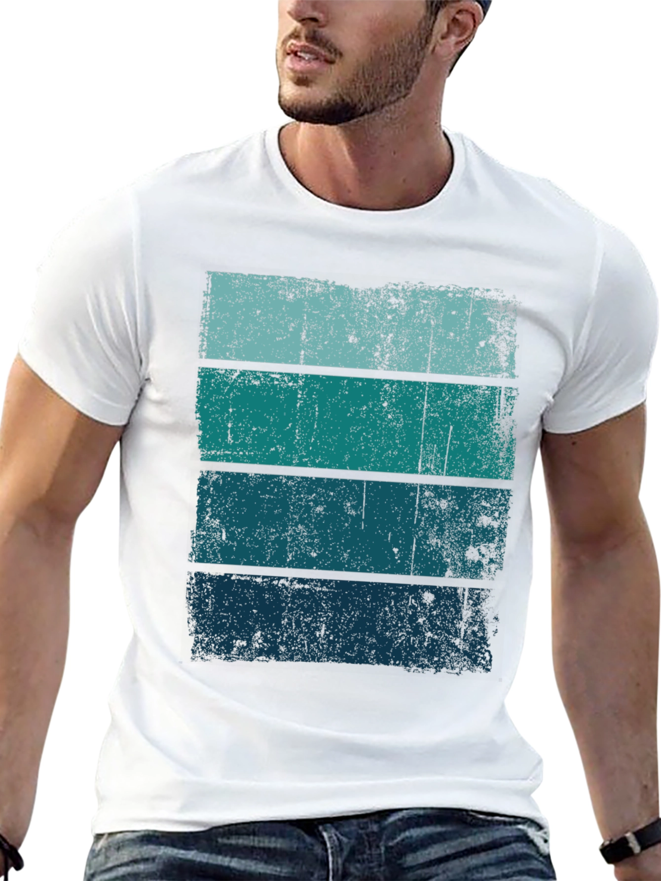 Retro Striped Tee - Distressed Graphic T-Shirt