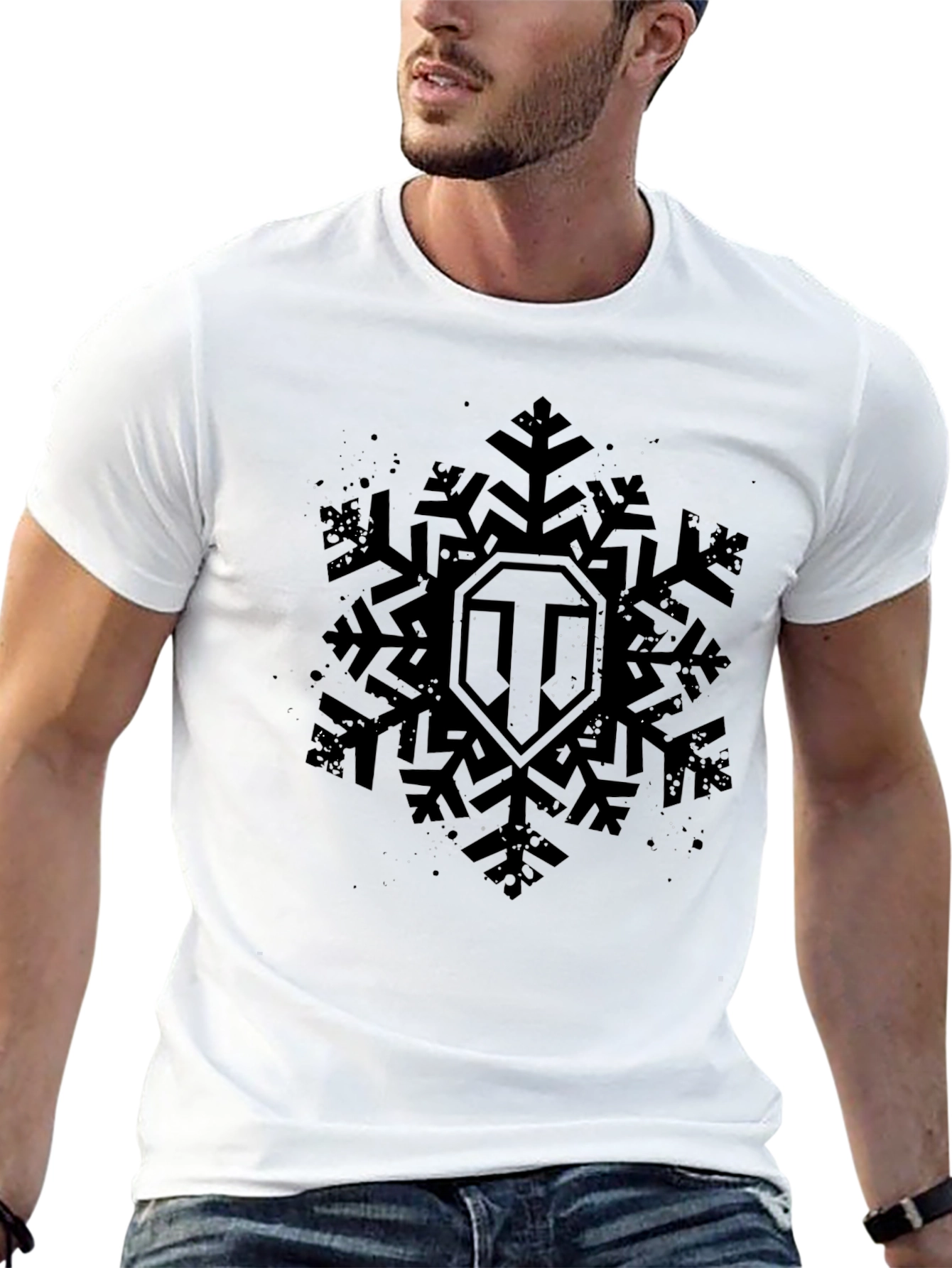 World of Tanks Snowflake Logo Black T-Shirt