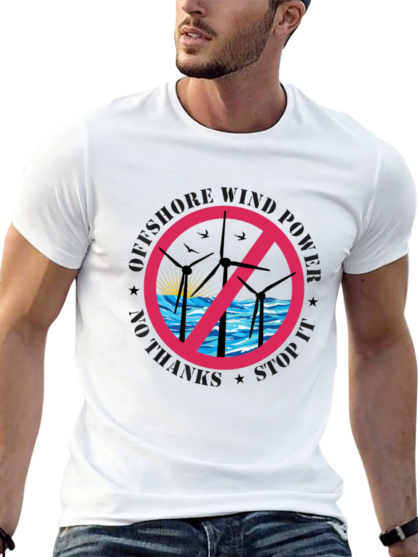 No Offshore Wind Power Graphic T-Shirt