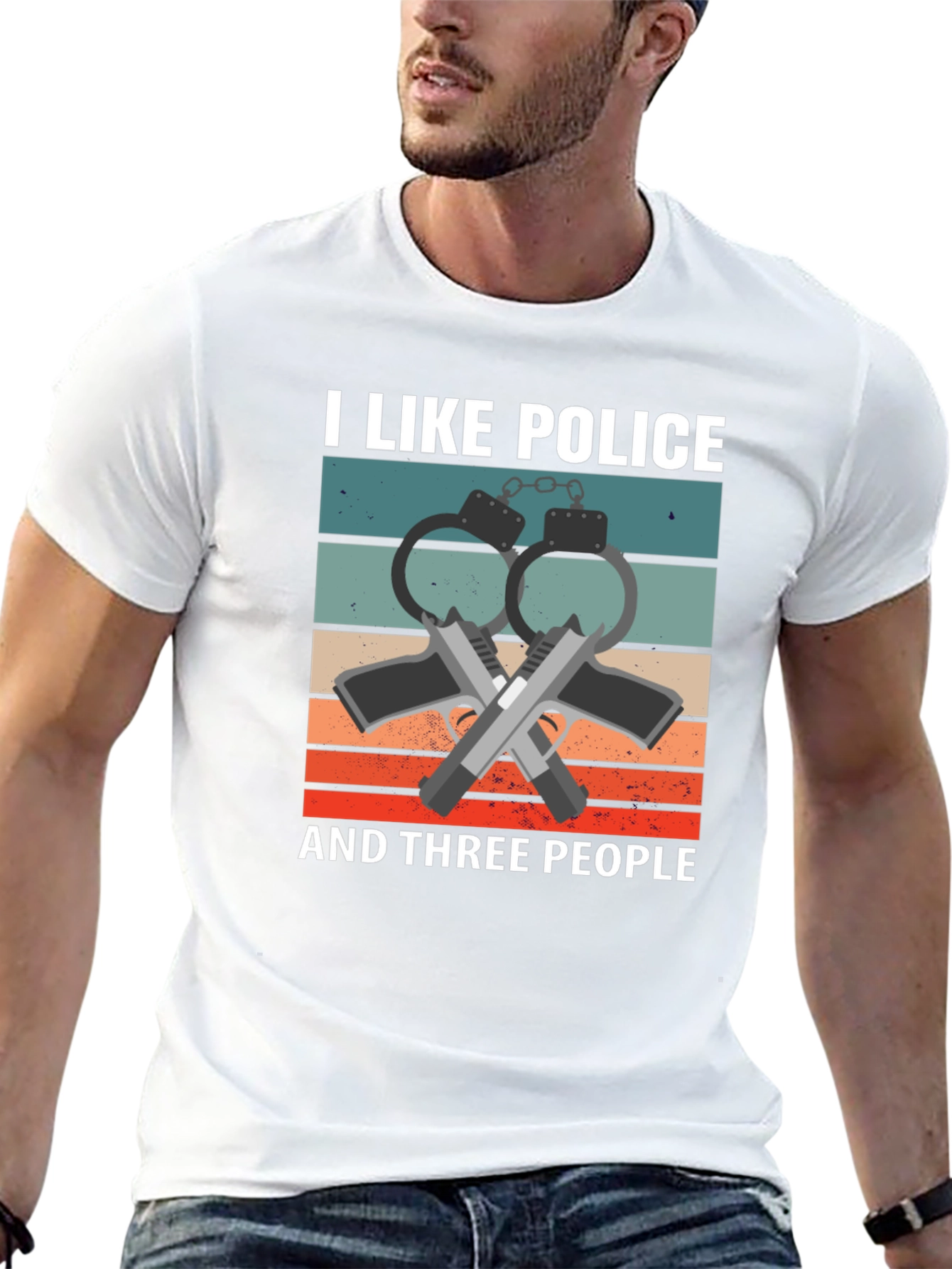 I Like Police and Three People Graphic T-Shirt