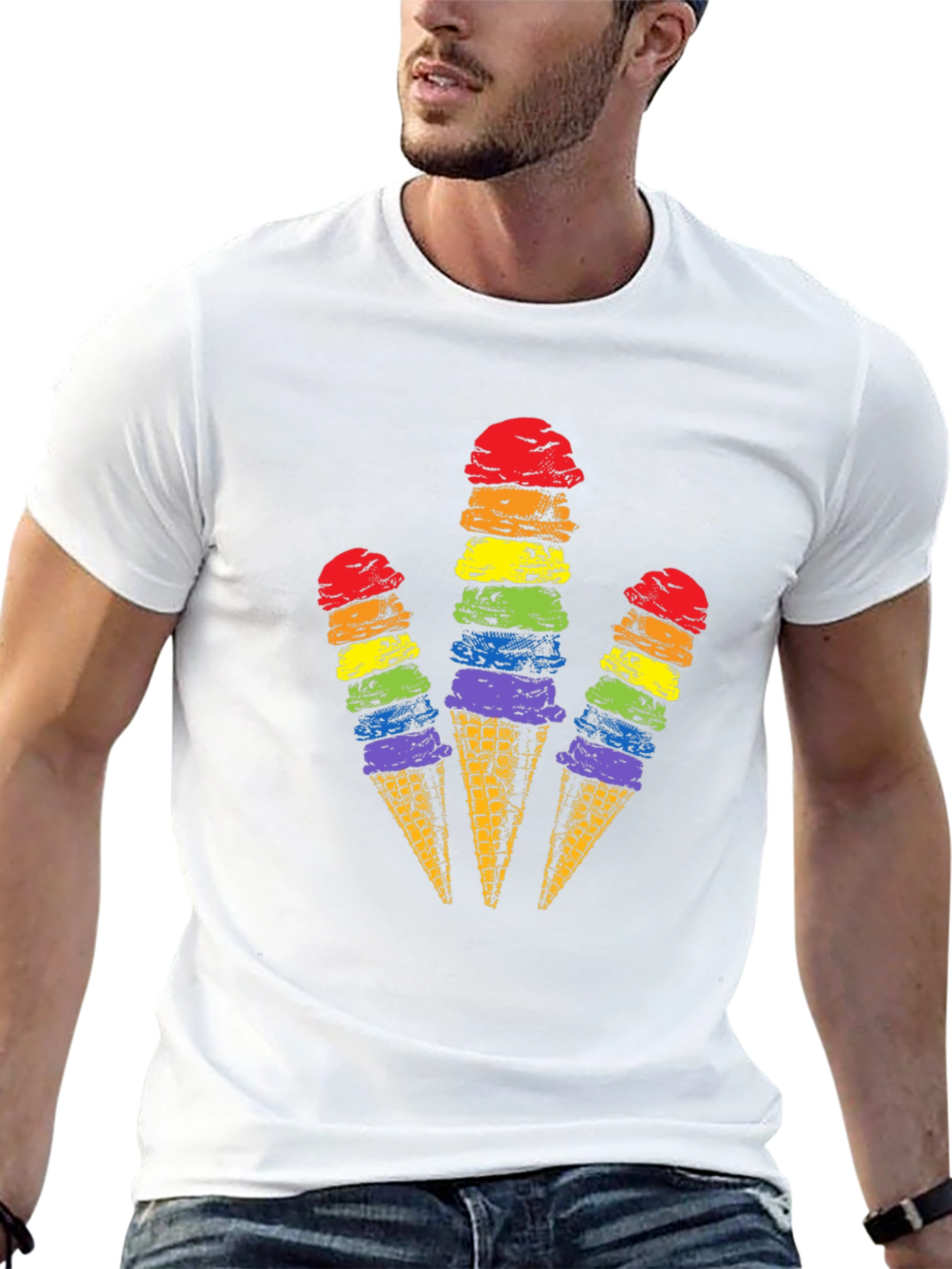 Rainbow Ice Cream Cone Graphic Tee