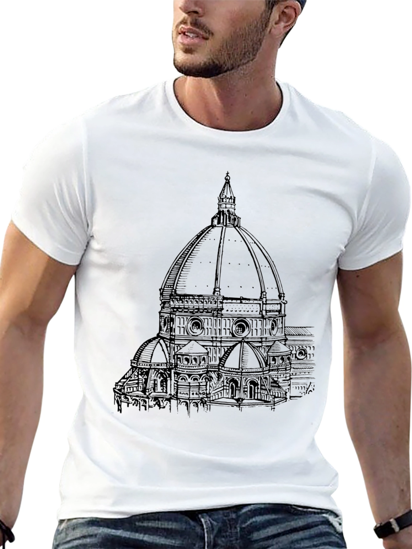 Florence Cathedral Sketch Black T-Shirt