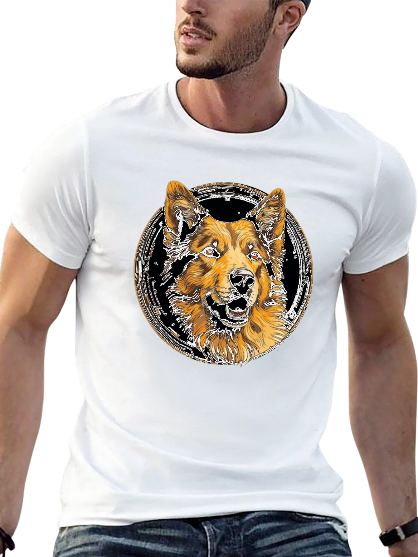Dog Graphic Tee - Cool Canine Circle Design