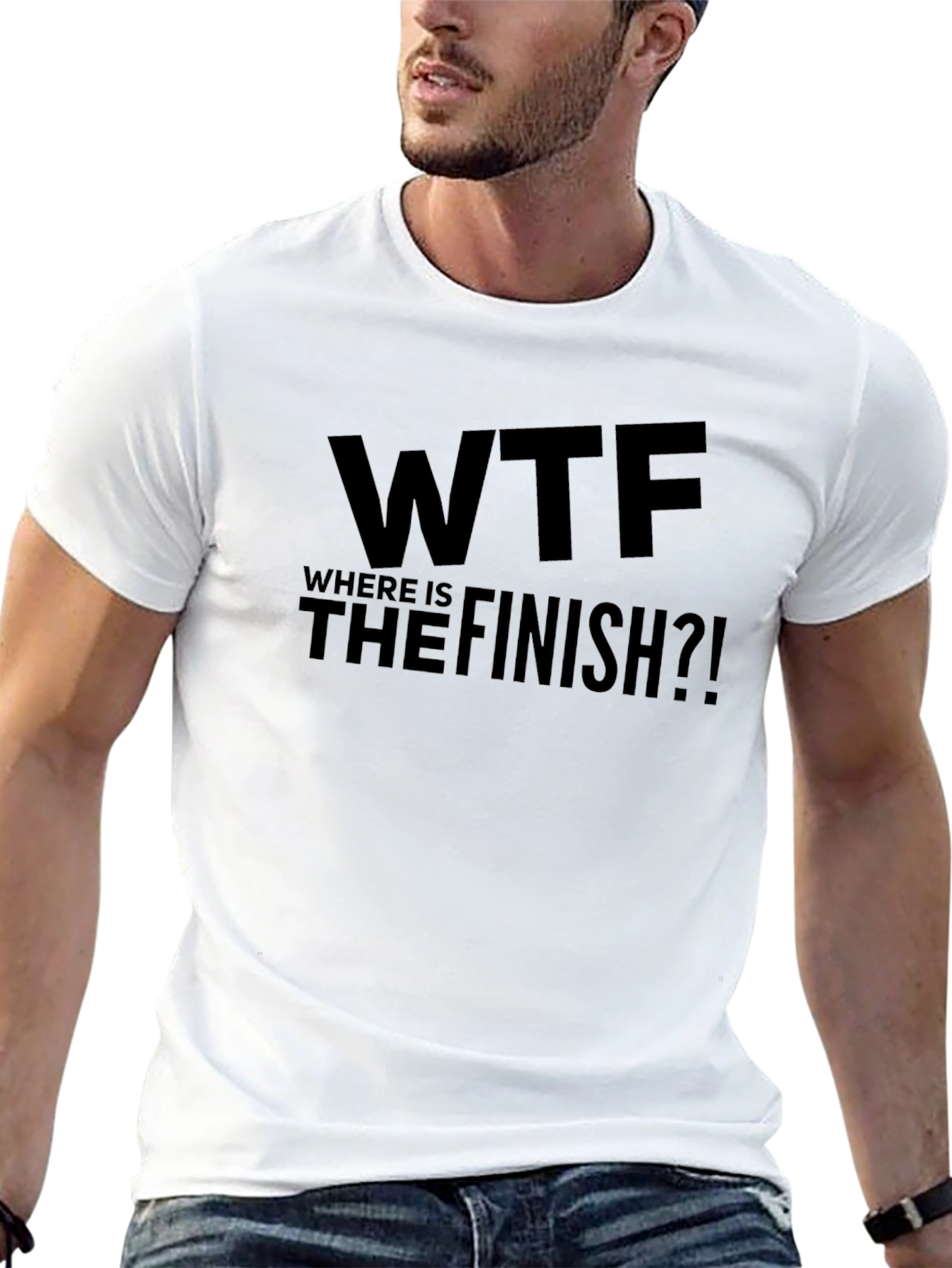 WTF Where is the Finish?! Mens Black T-Shirt