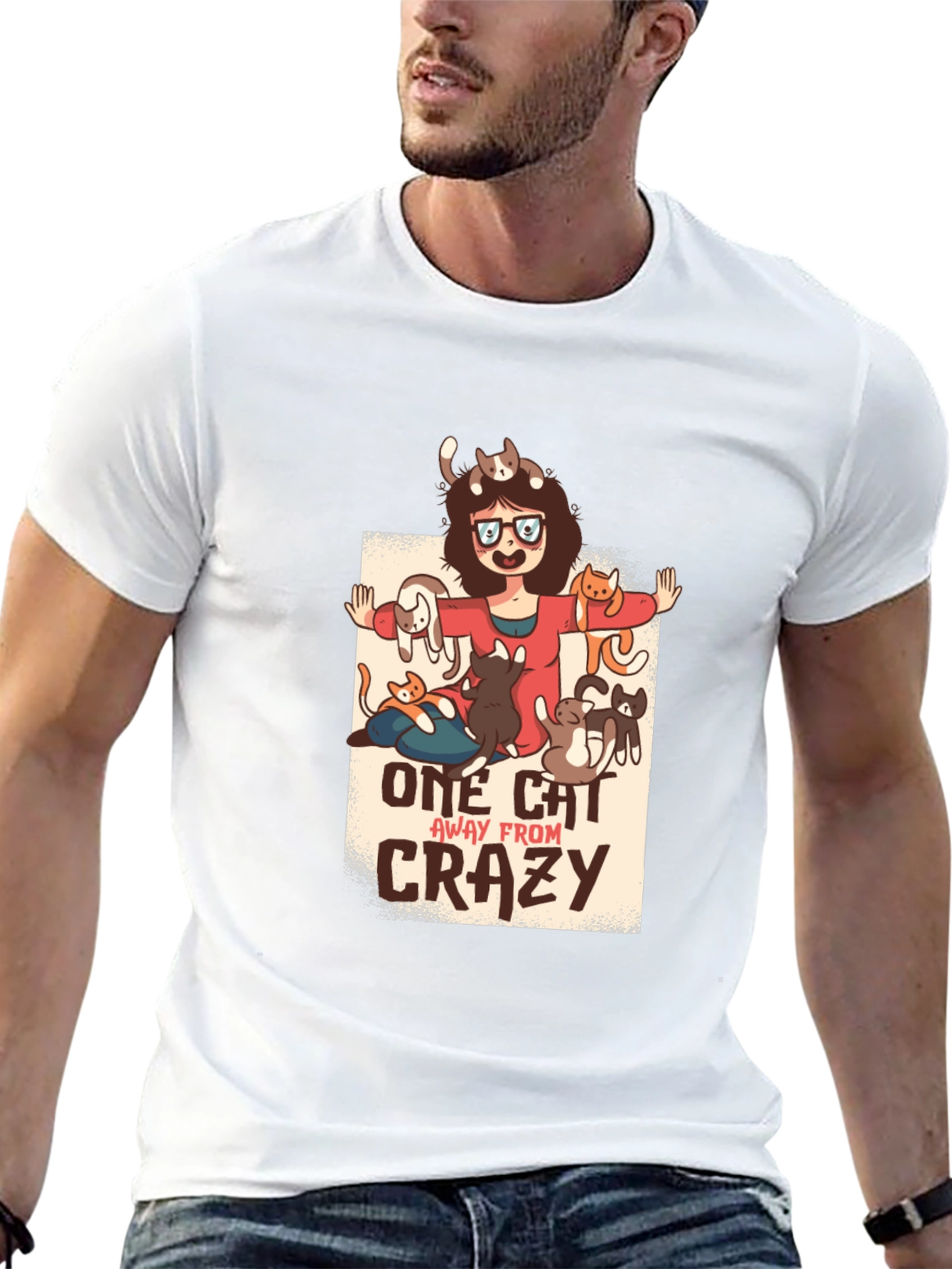 One Cat Away From Crazy Graphic T-Shirt