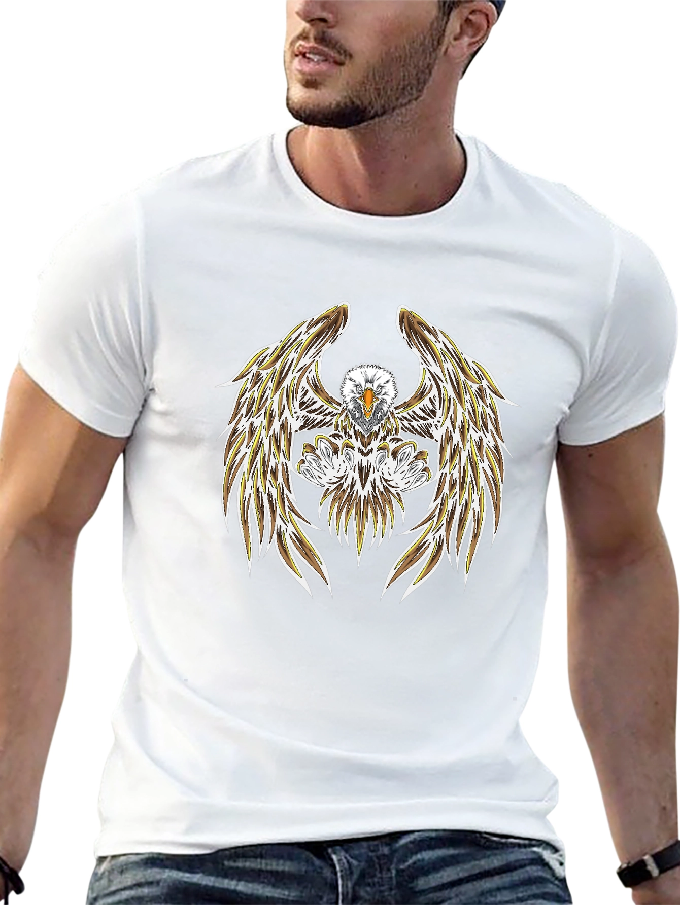 Bold Eagle Graphic Tee - Black Casual Shirt