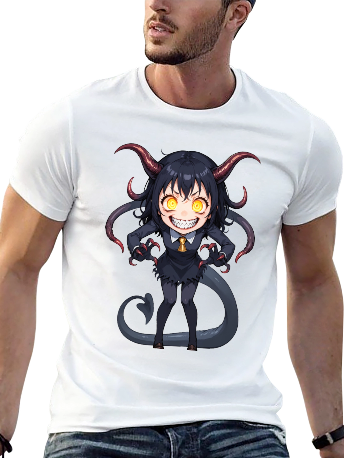 Devil Girl Graphic Tee - Black Cotton T-Shirt