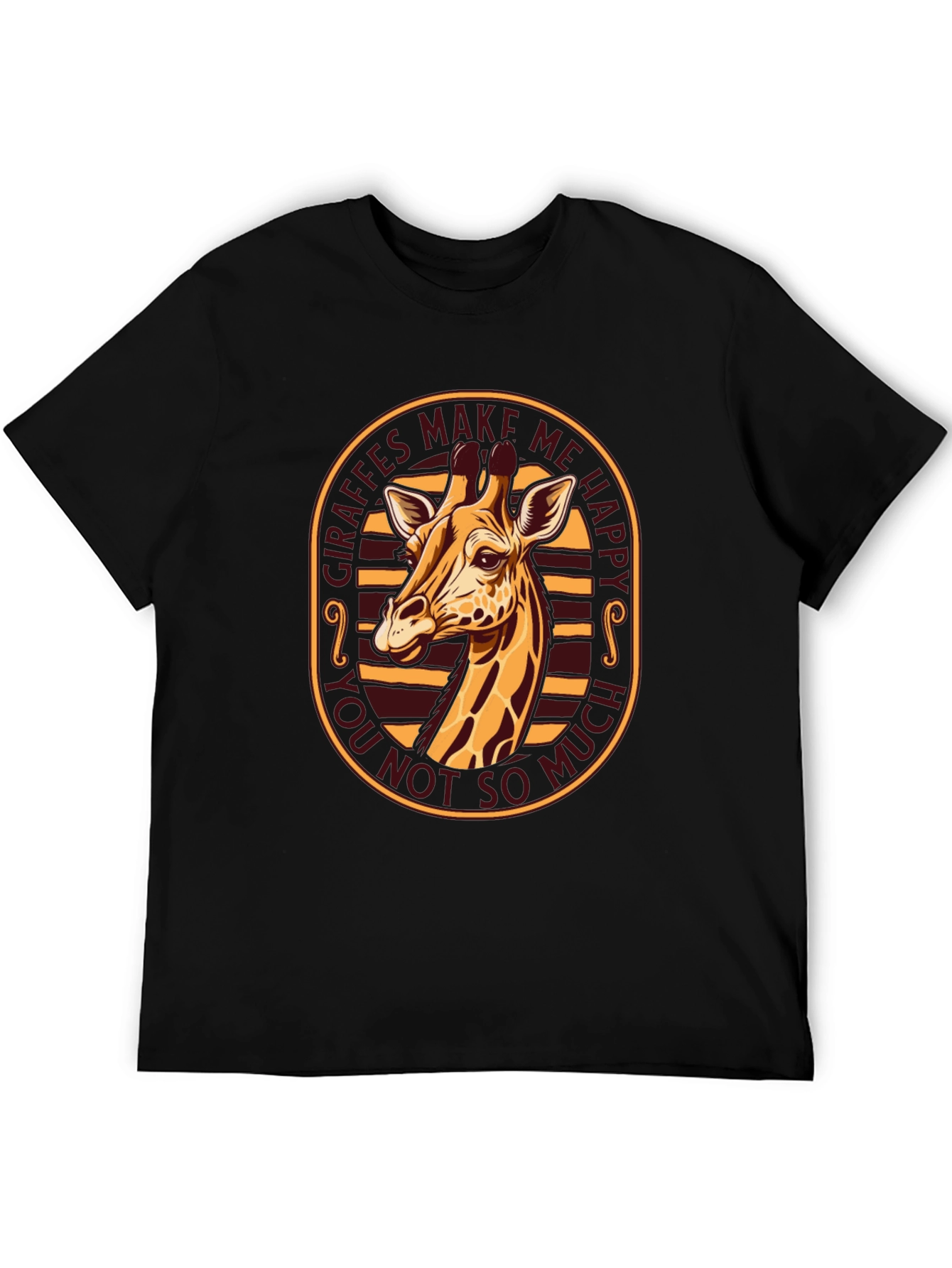 Giraffe Make Me Happy Graphic Tee - Black